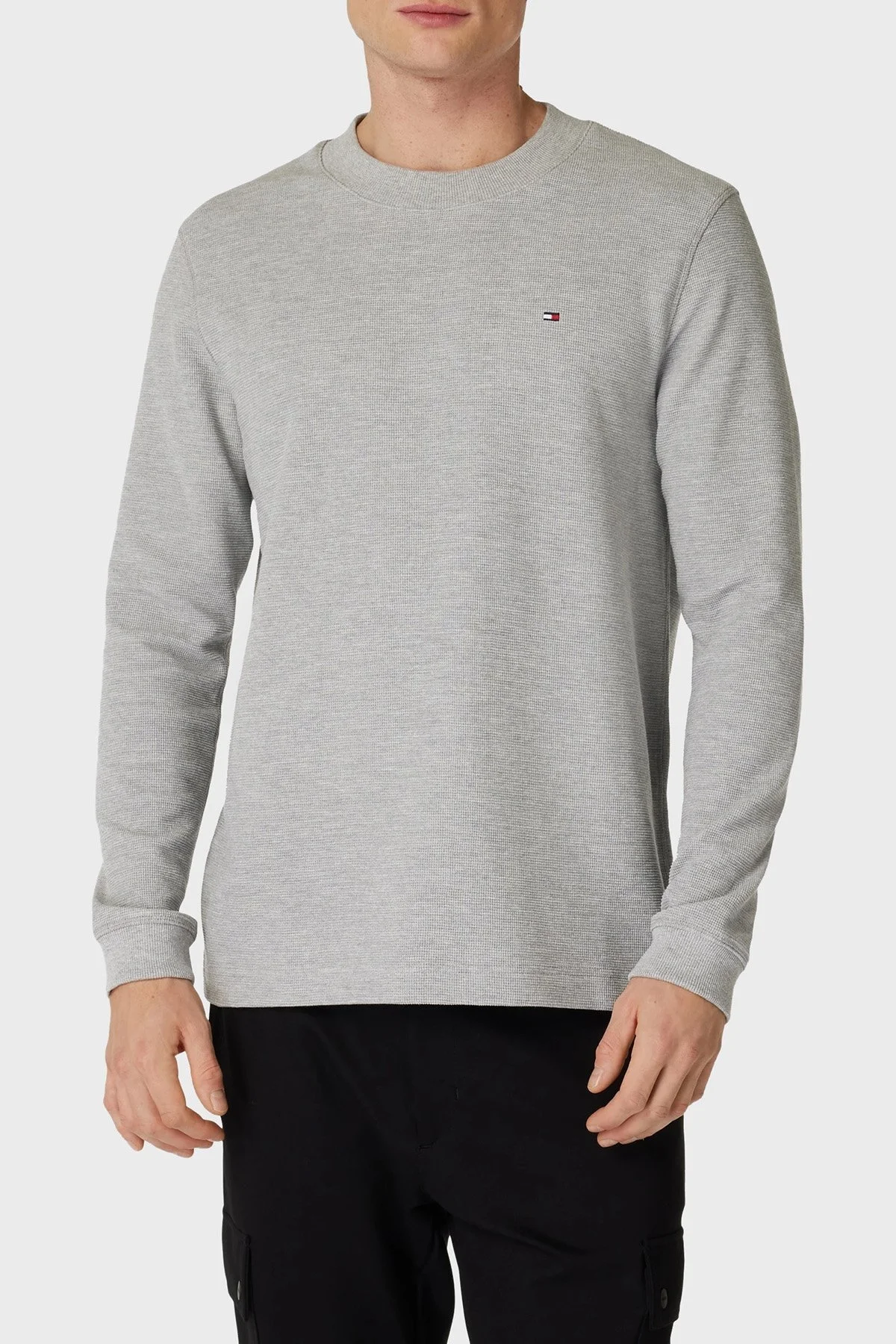Tommy Hilfiger Pamuklu Regular Fit Bisiklet Yaka Erkek Sweat MW0MW34251 P01 GRİ - 1