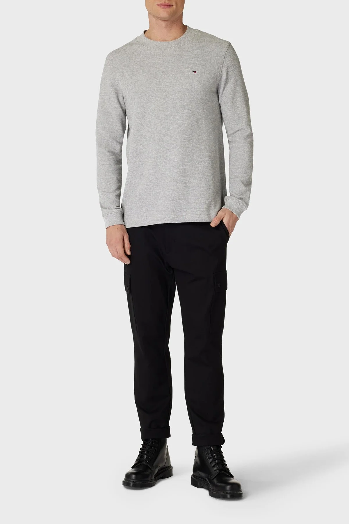 Tommy Hilfiger Pamuklu Regular Fit Bisiklet Yaka Erkek Sweat MW0MW34251 P01 GRİ - 2