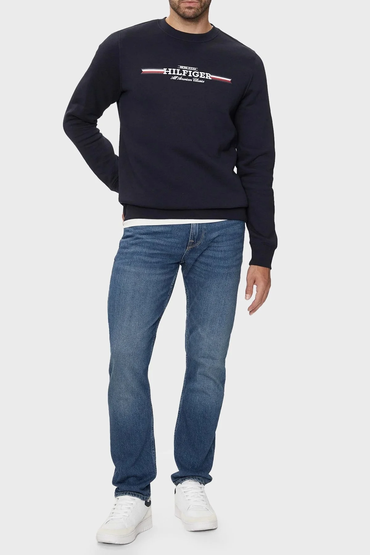 Tommy Hilfiger Pamuklu Regular Fit Bisiklet Yaka Erkek Sweat MW0MW35530 DW5 LACİVERT - 7