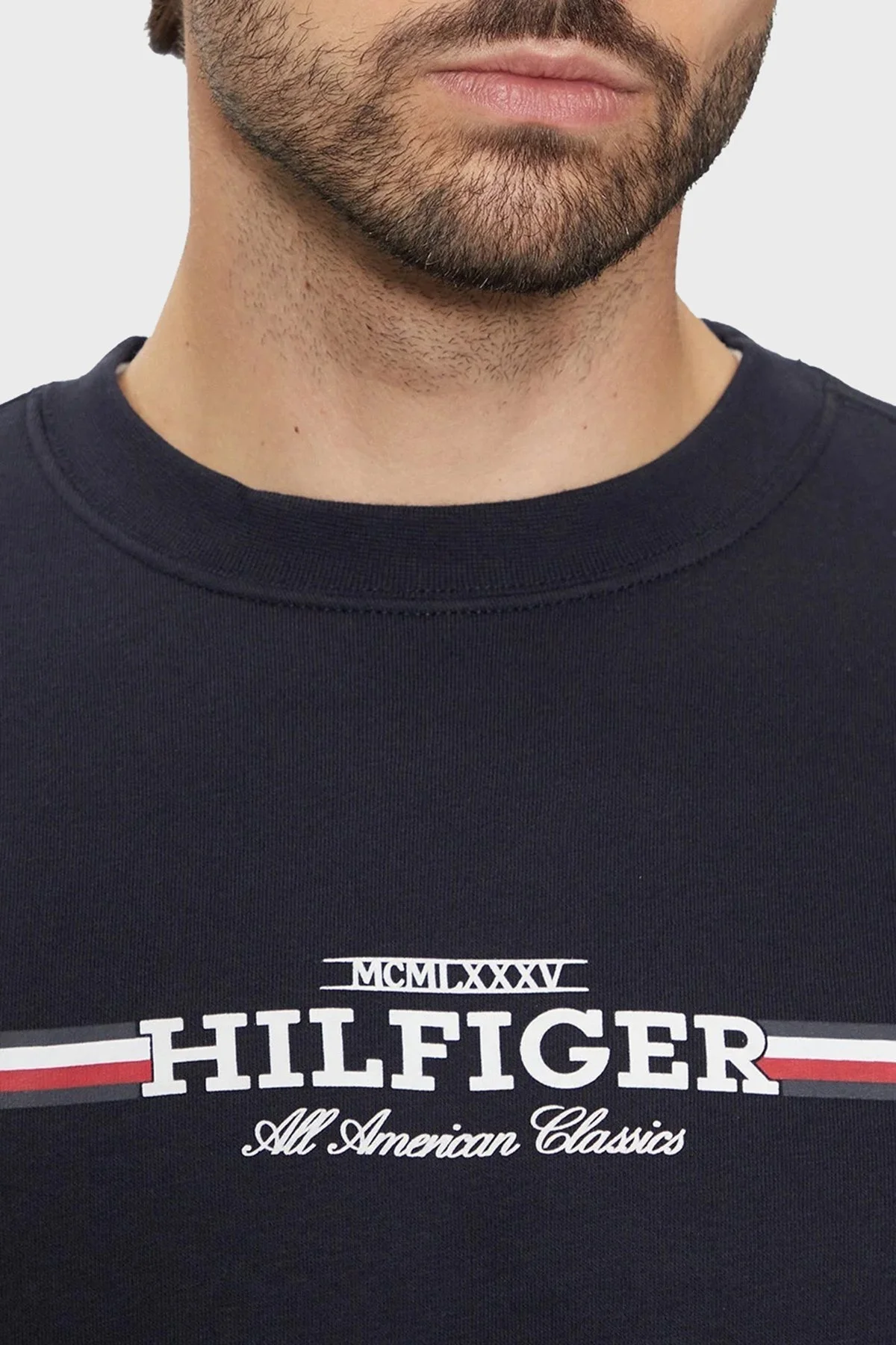 Tommy Hilfiger Pamuklu Regular Fit Bisiklet Yaka Erkek Sweat MW0MW35530 DW5 LACİVERT - 9