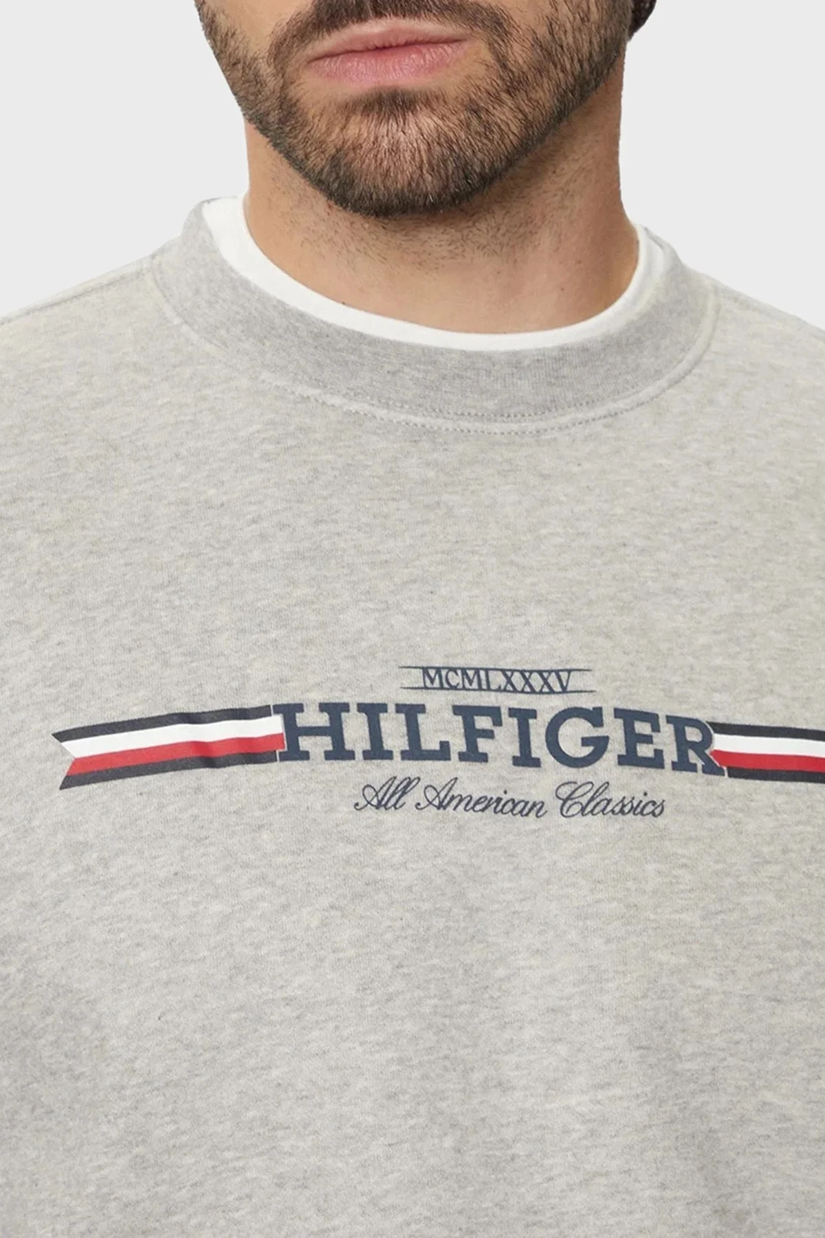 Tommy Hilfiger Pamuklu Regular Fit Bisiklet Yaka Erkek Sweat MW0MW35530 P01 GRİ - 4