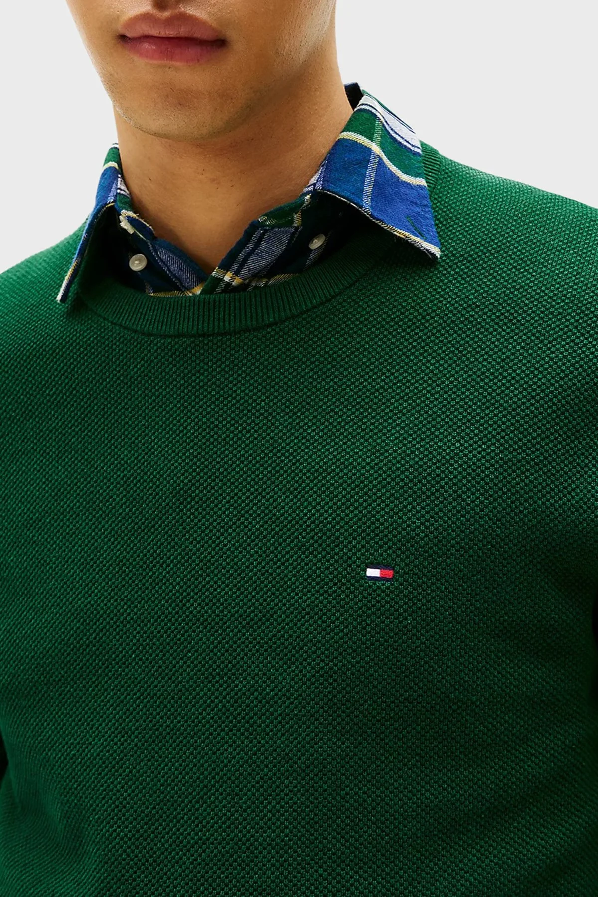 Tommy Hilfiger Pamuklu Regular Fit Bisiklet Yaka Erkek Sweat MW0MW36347 MQ8 YEŞİL - 2