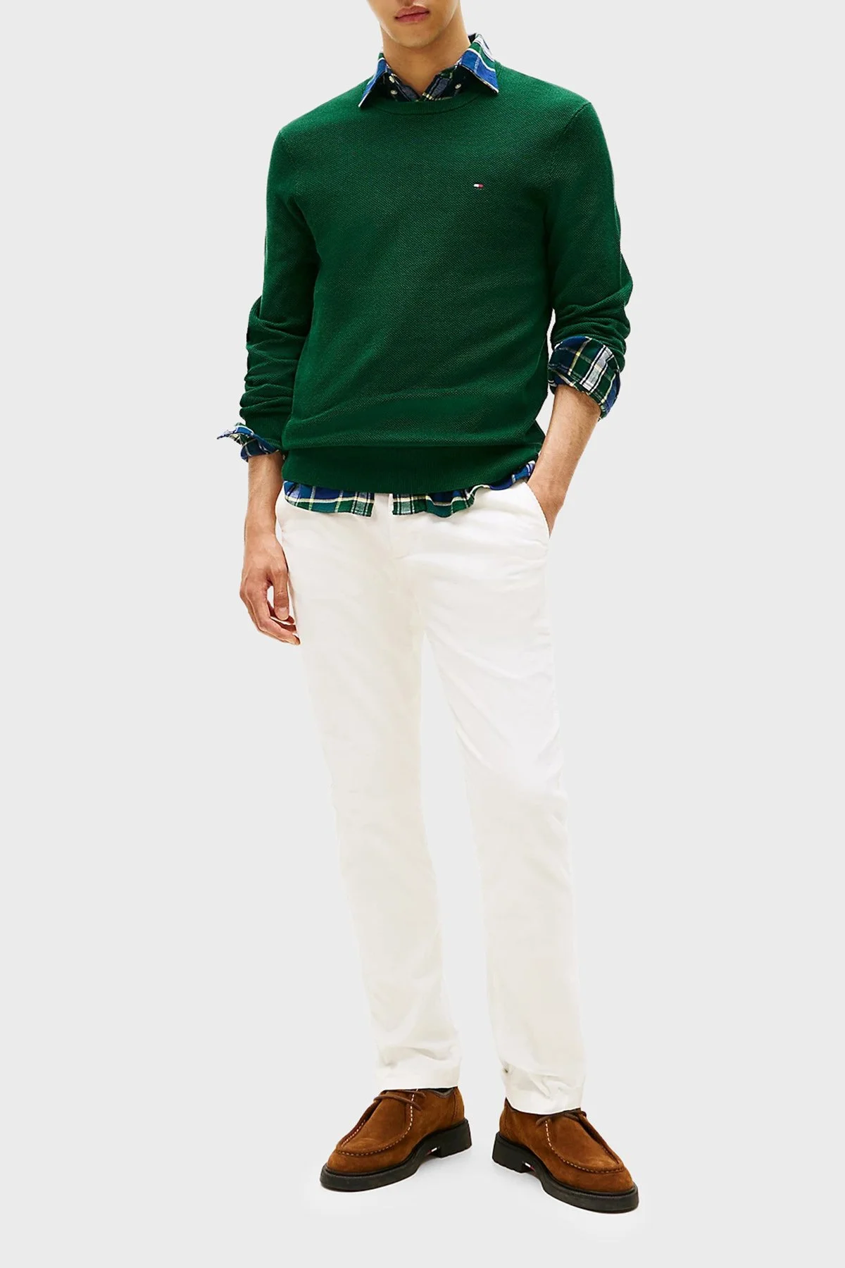 Tommy Hilfiger Pamuklu Regular Fit Bisiklet Yaka Erkek Sweat MW0MW36347 MQ8 YEŞİL - 3