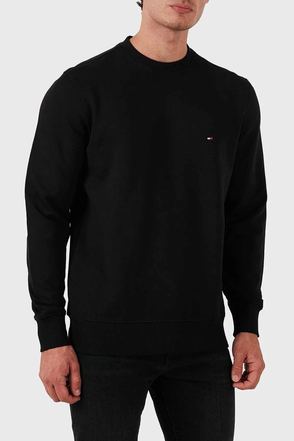 Tommy Hilfiger Pamuklu Regular Fit Bisiklet Yaka Erkek Sweat MW0MW37237 BDS SİYAH - 9