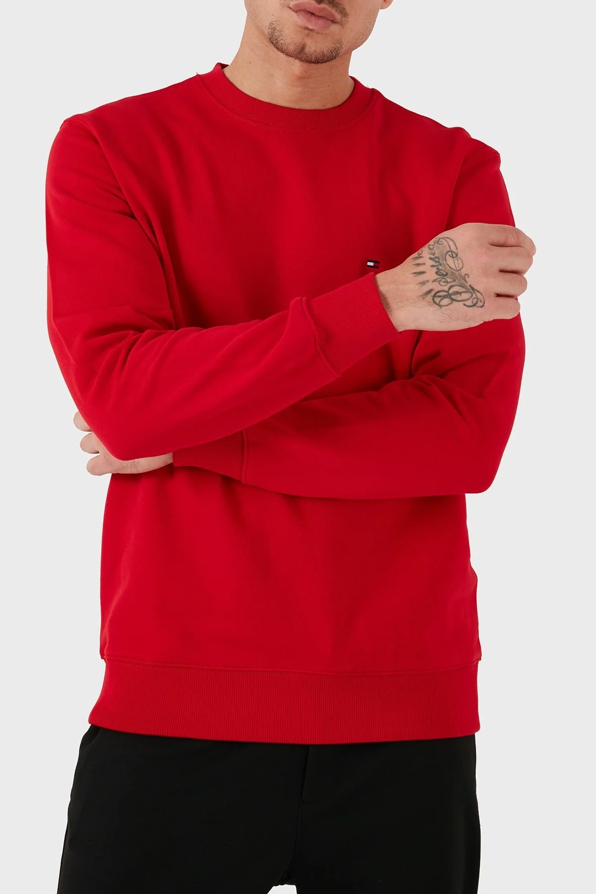 Tommy Hilfiger Pamuklu Regular Fit Bisiklet Yaka Erkek Sweat MW0MW37237 XLG KIRMIZI - 4