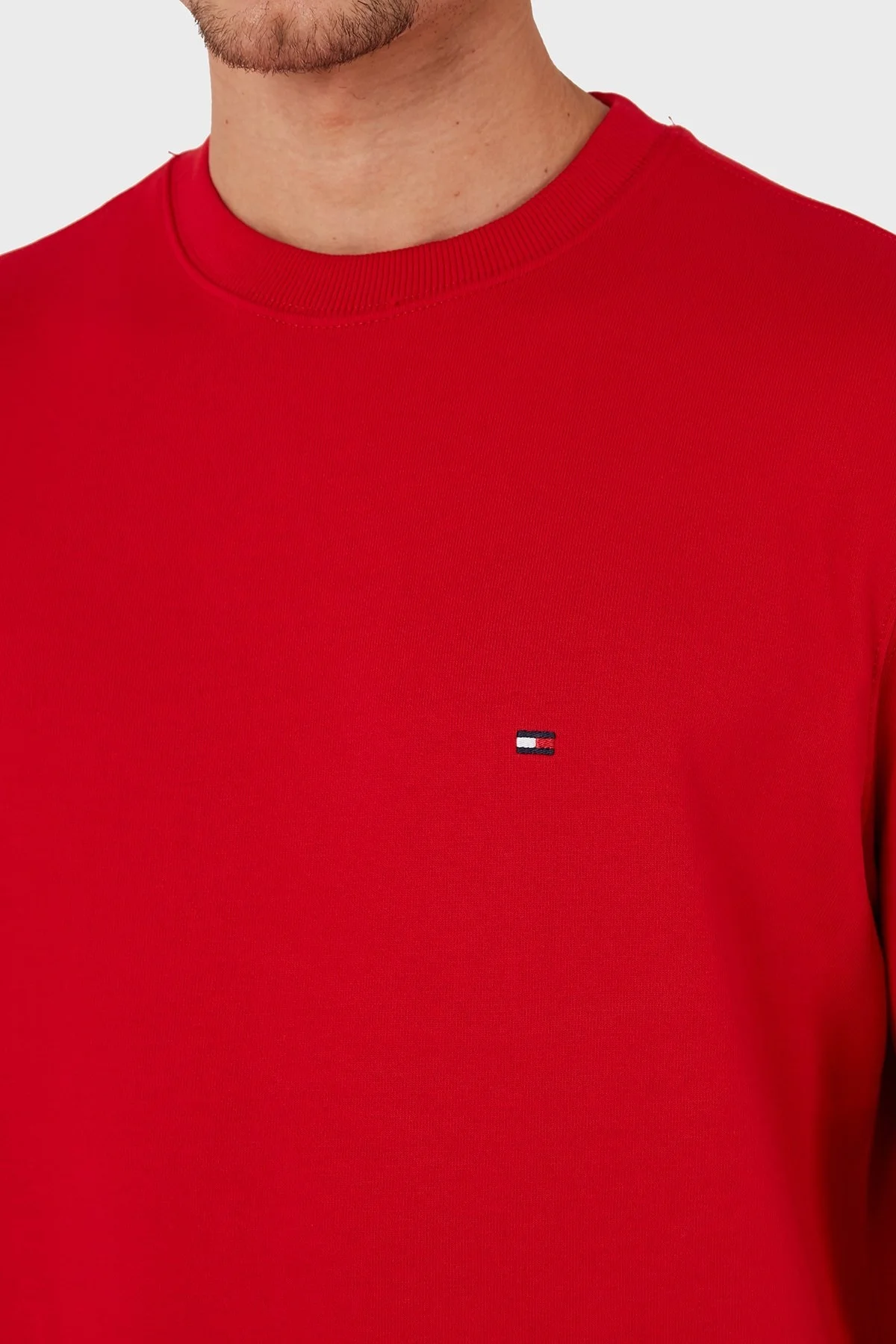 Tommy Hilfiger Pamuklu Regular Fit Bisiklet Yaka Erkek Sweat MW0MW37237 XLG KIRMIZI - 6