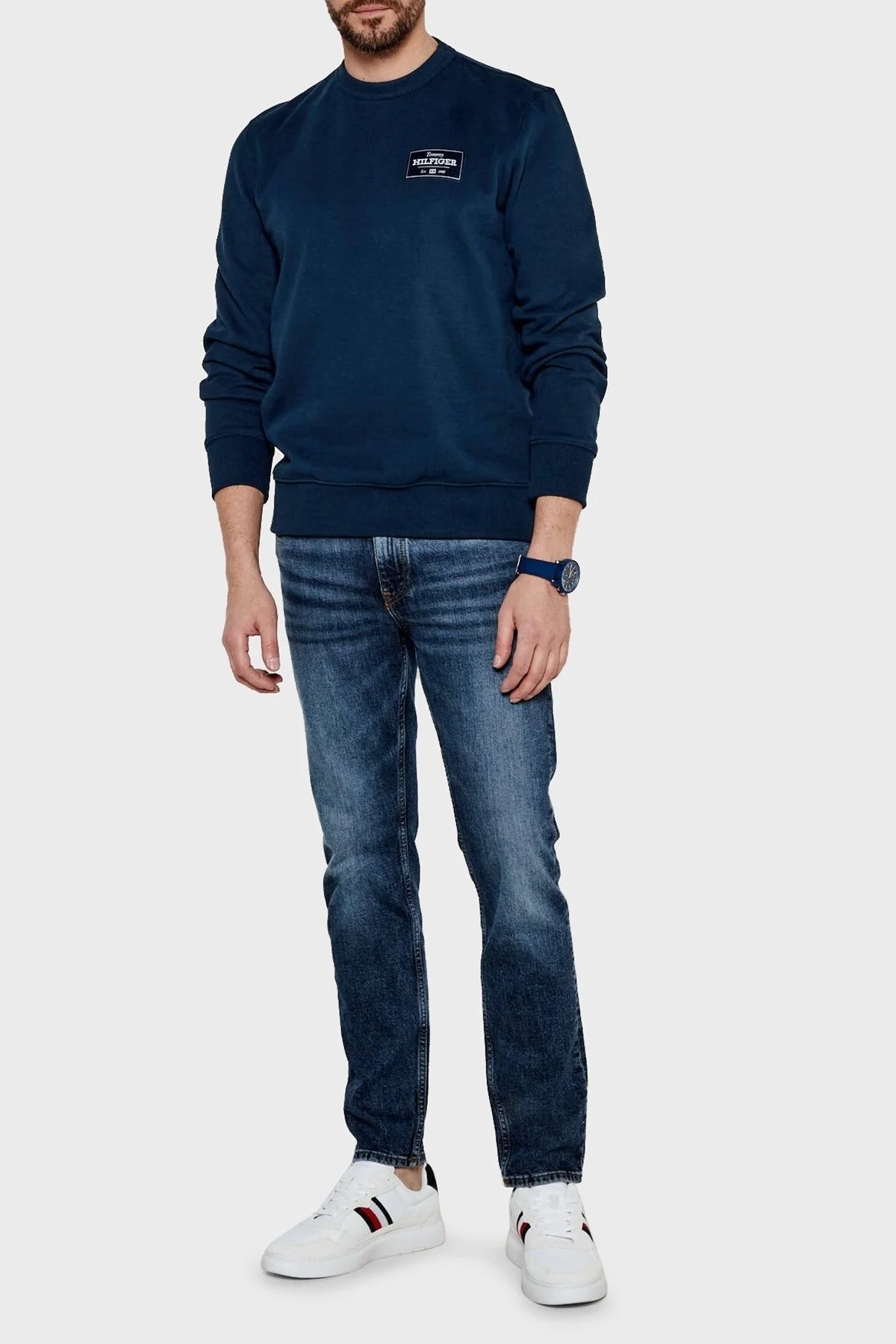 Tommy Hilfiger Pamuklu Regular Fit Bisiklet Yaka Erkek Sweat MW0MW37466 DAF LACİVERT - 6