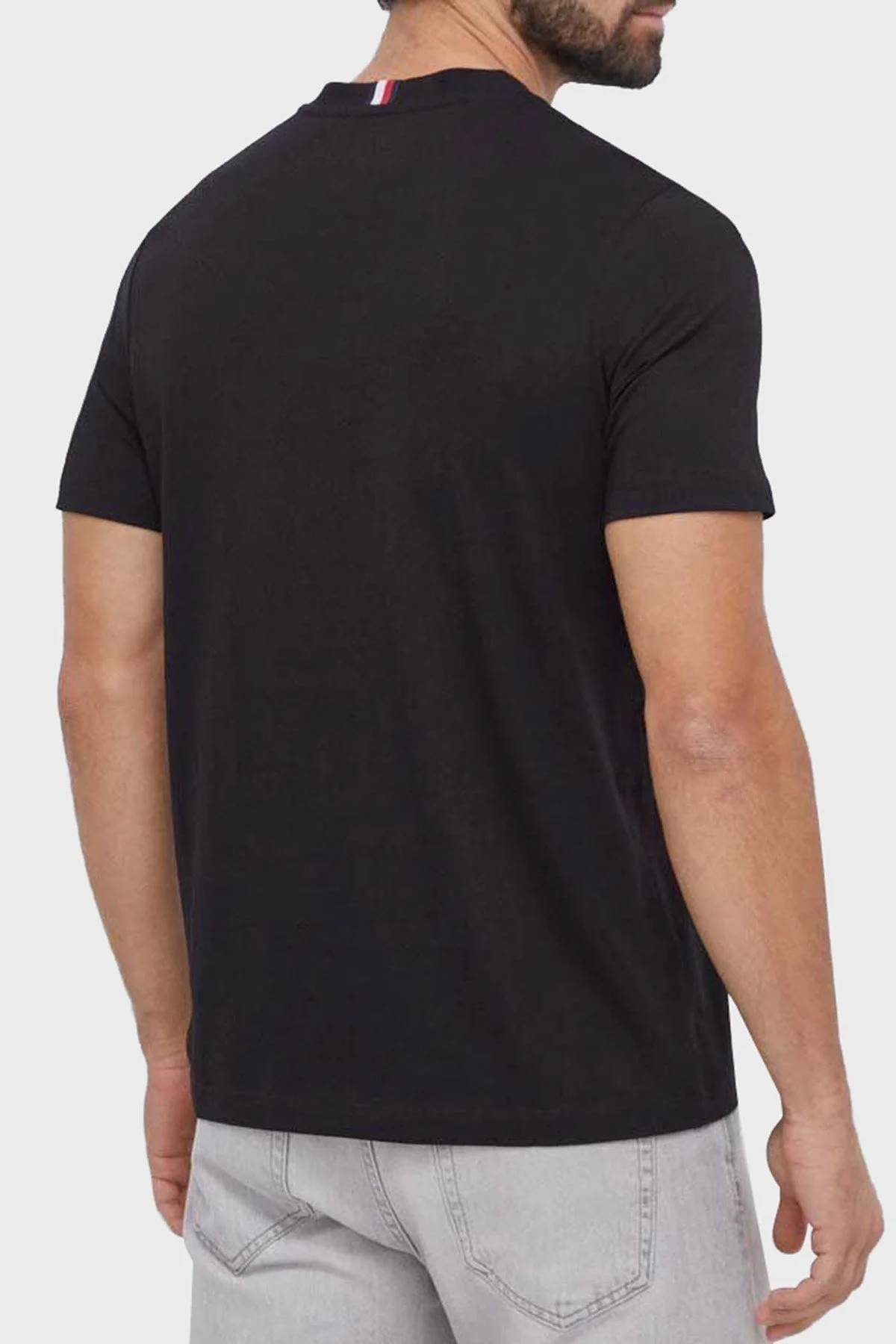 Tommy Hilfiger Pamuklu Regular Fit Bisiklet Yaka Erkek T Shirt MW0MW33688 BDS SİYAH - 3