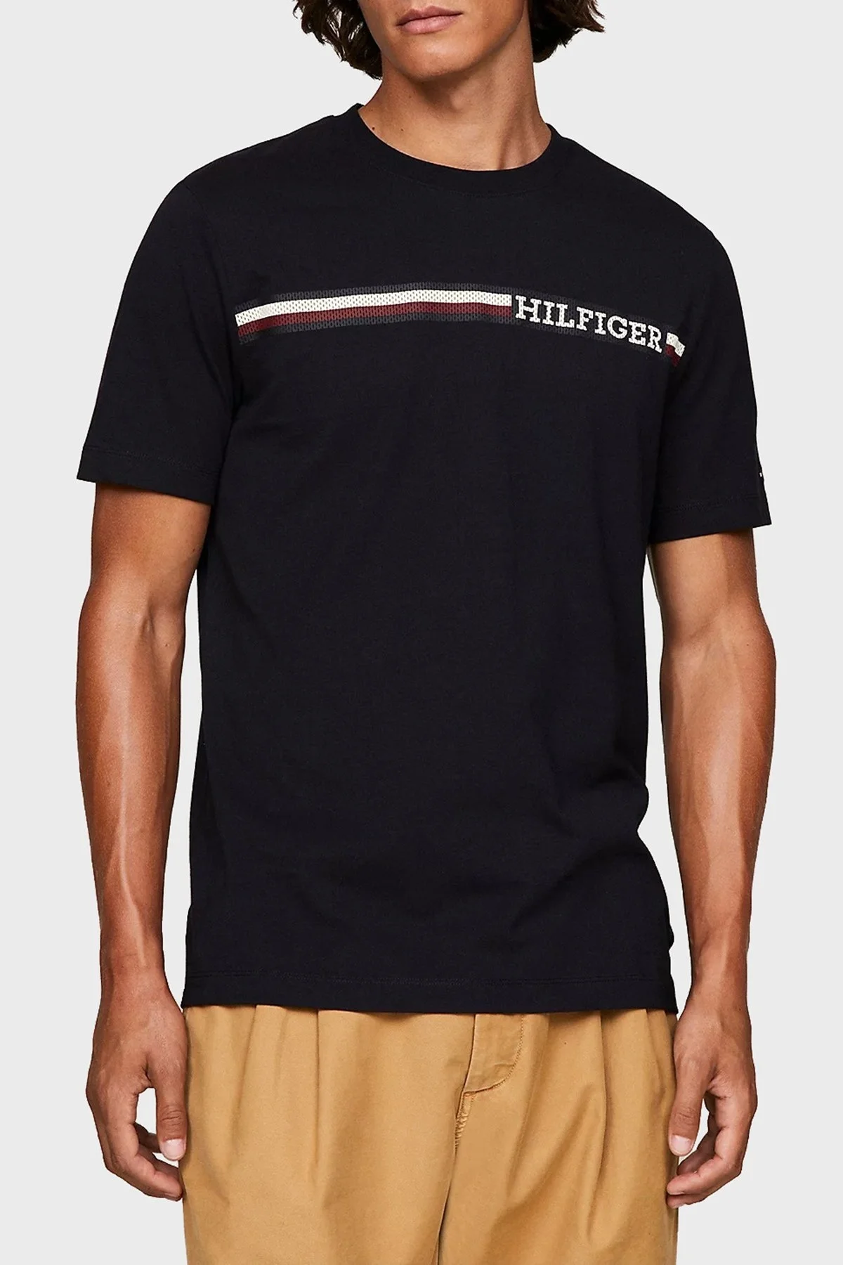 Tommy Hilfiger Pamuklu Regular Fit Bisiklet Yaka Erkek T Shirt MW0MW33688 DW5 LACİVERT - 1