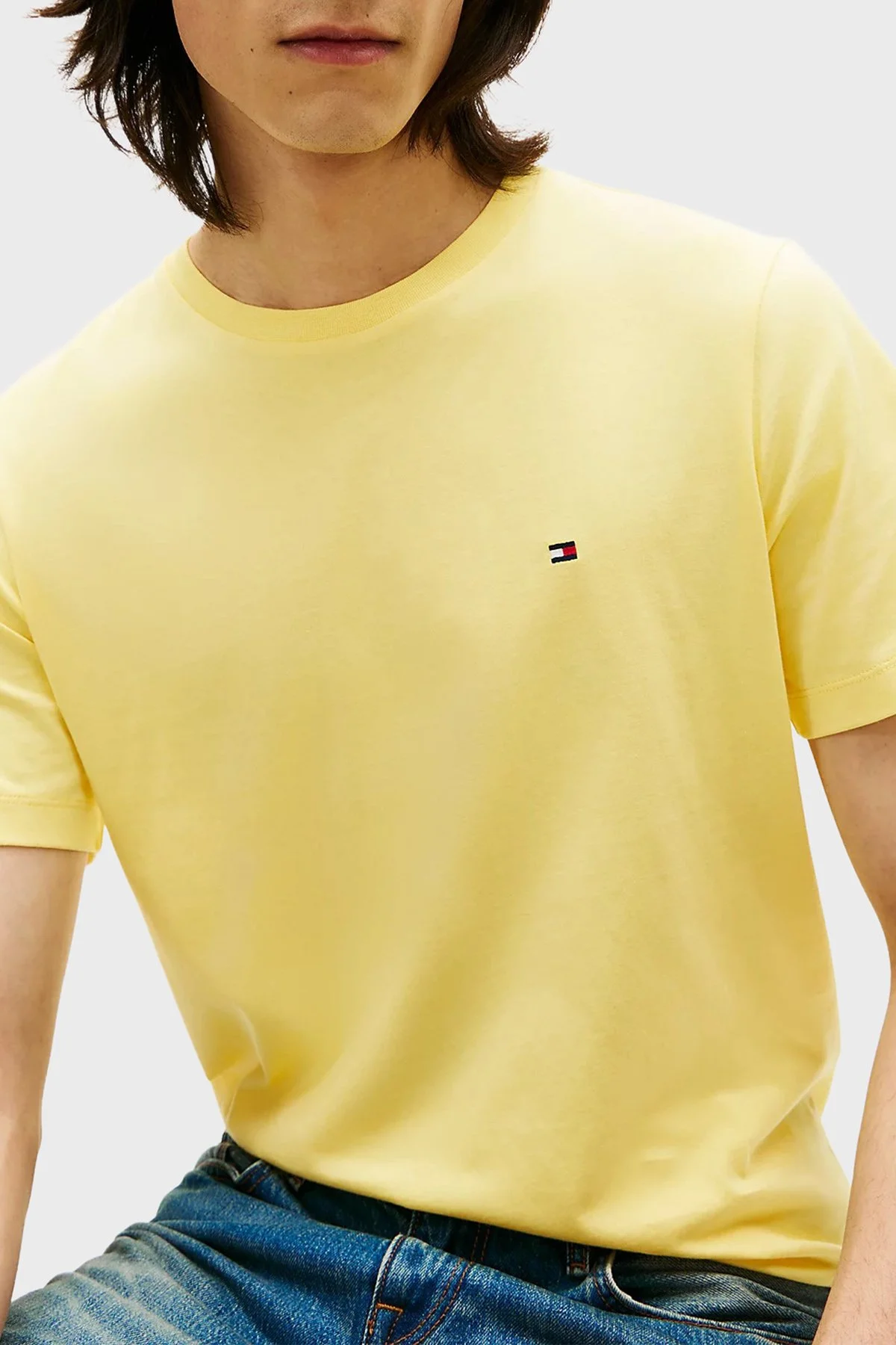 Tommy Hilfiger Pamuklu Regular Fit Bisiklet Yaka Erkek T Shirt MW0MW39995 ZF0 AÇIK SARI - 4