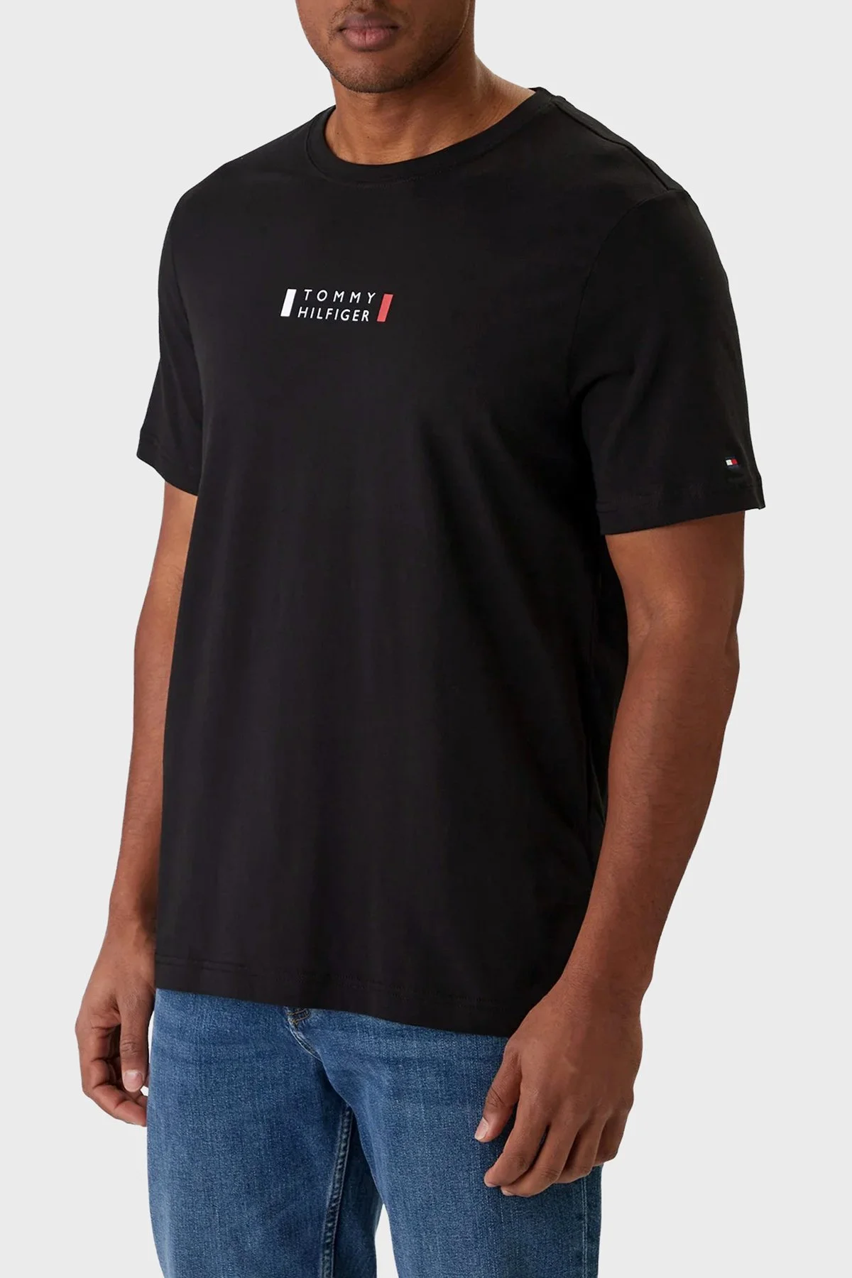 Tommy Hilfiger Pamuklu Regular Fit Bisiklet Yaka Erkek T Shirt MW0MW41453 BDS SİYAH - 1