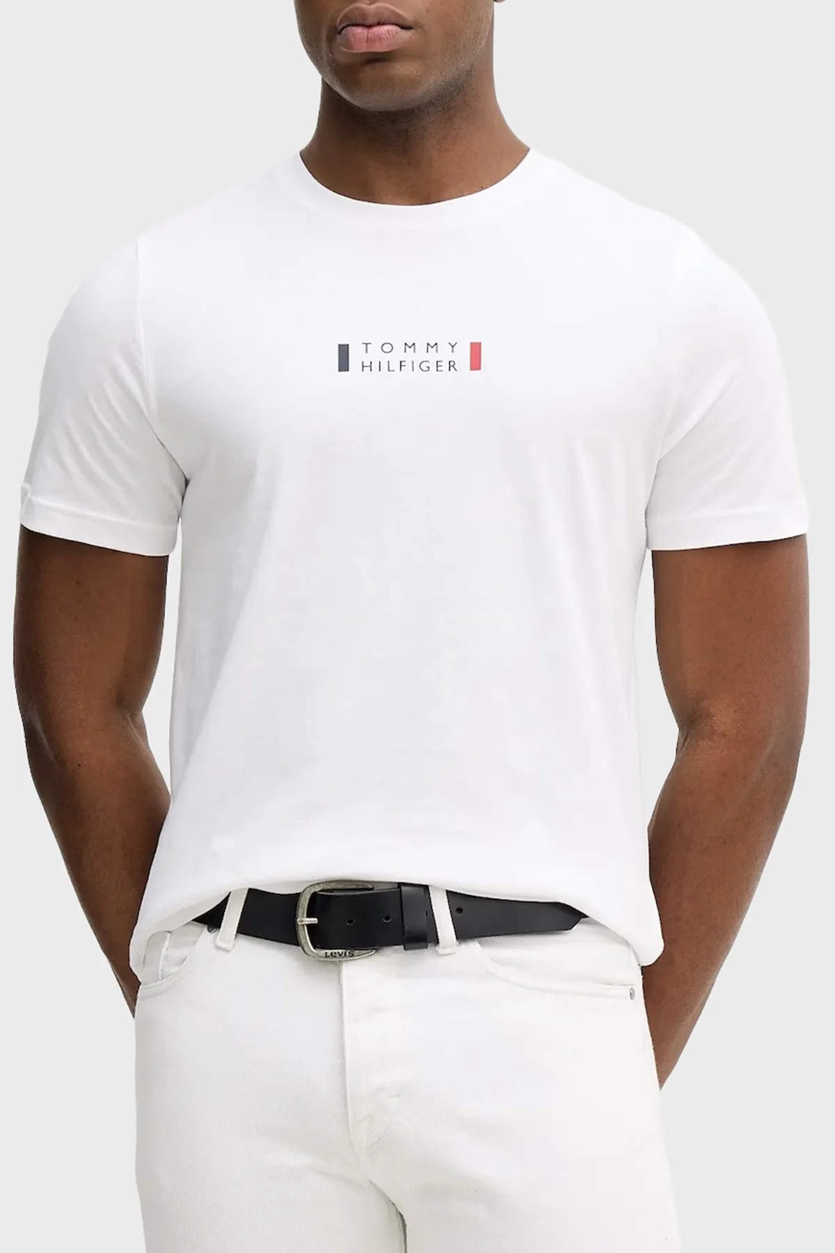 Tommy Hilfiger Pamuklu Regular Fit Bisiklet Yaka Erkek T Shirt MW0MW41453 YBR BEYAZ - 1