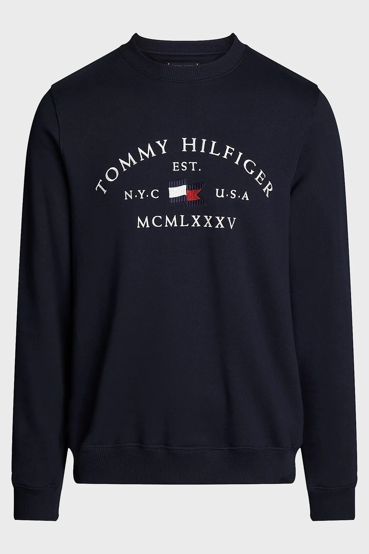 Tommy Hilfiger Pamuklu Regular Fit Bisiklet Yaka Logo Nakışlı Erkek Sweat MW0MW35526 DW5 LACİVERT - 10