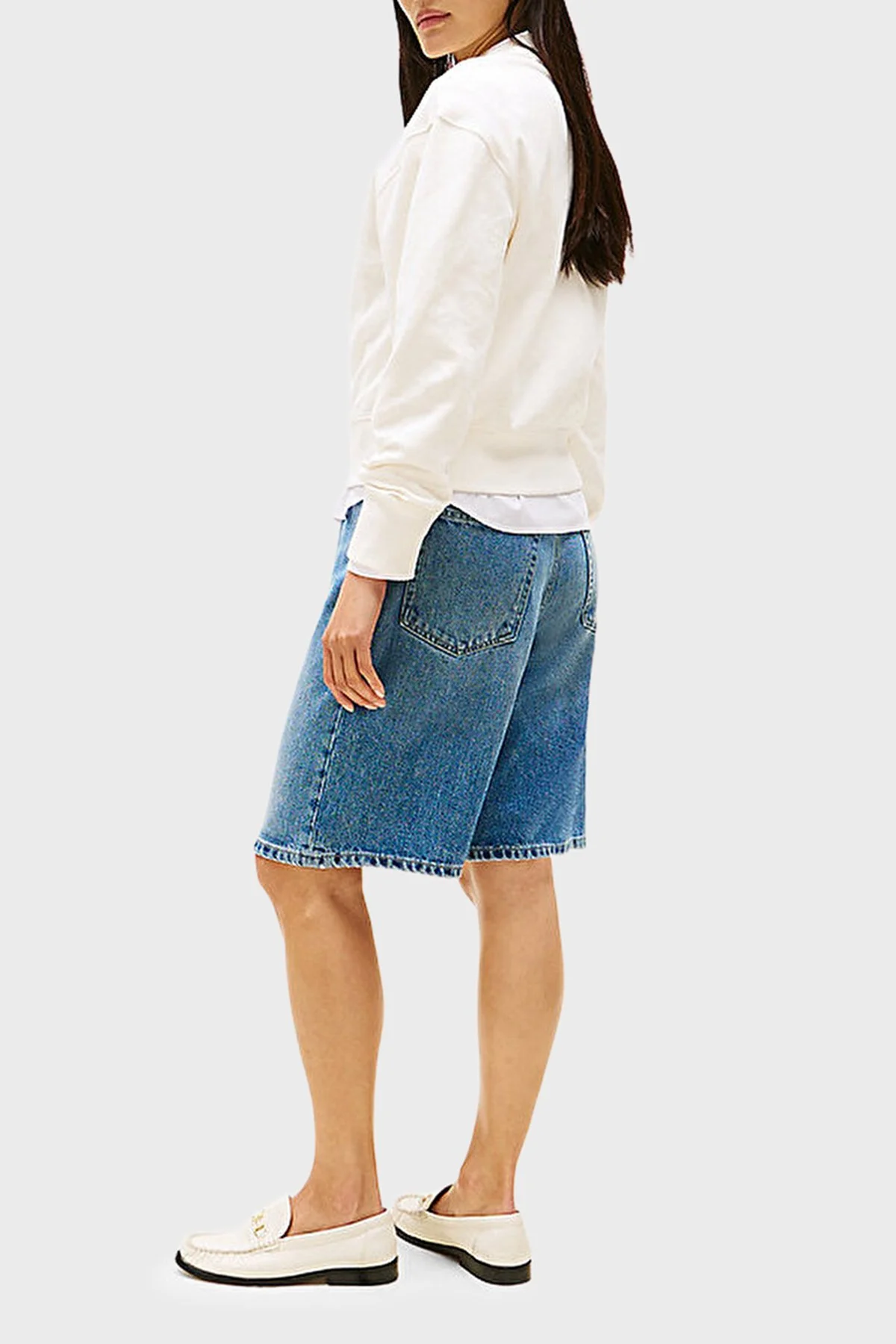 Tommy Hilfiger Pamuklu Regular Fit Bisiklet Yaka Logolu Bayan Sweat WW0WW47159 YA8 BEYAZ - 8