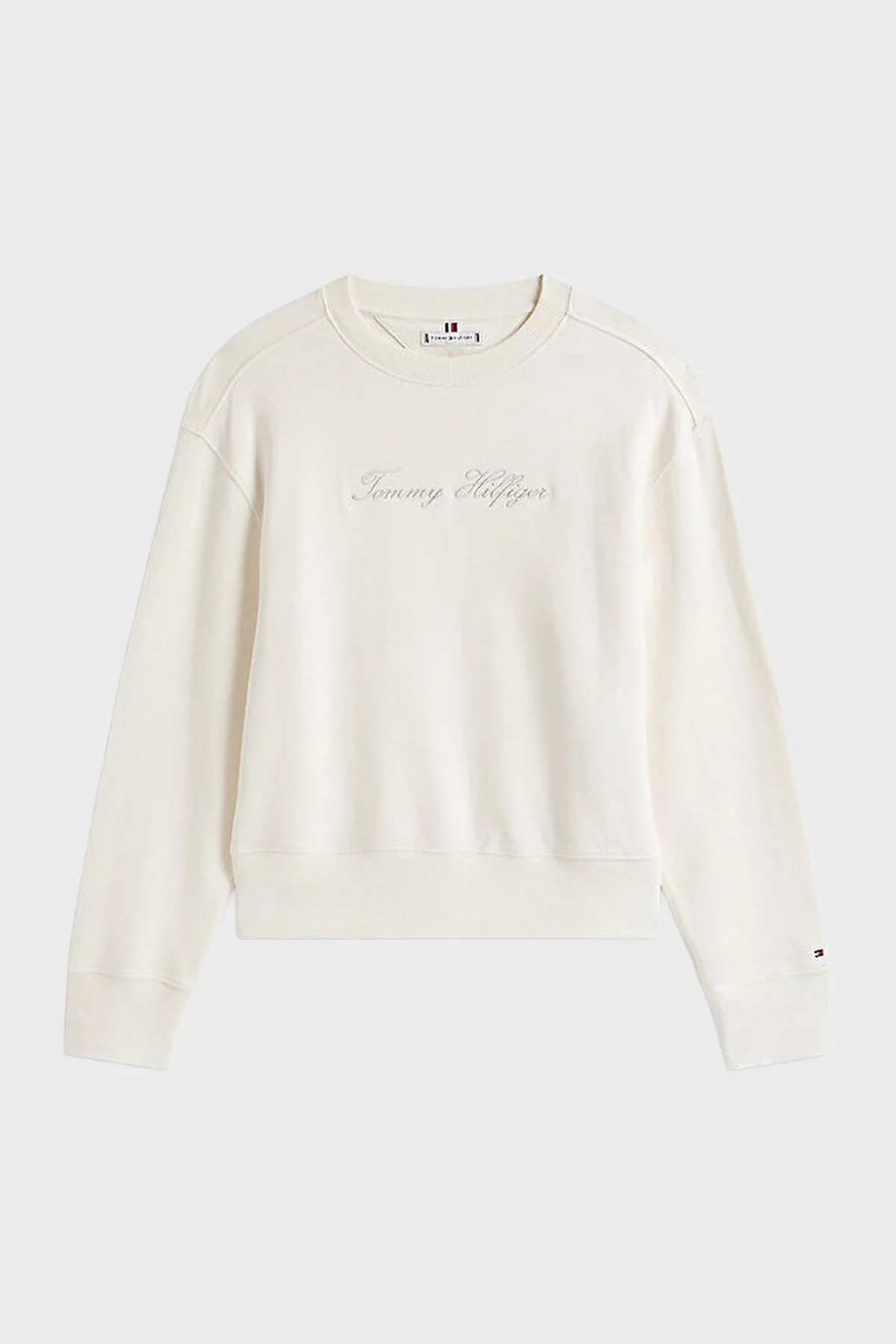 Tommy Hilfiger Pamuklu Regular Fit Bisiklet Yaka Logolu Bayan Sweat WW0WW47159 YA8 BEYAZ - 10