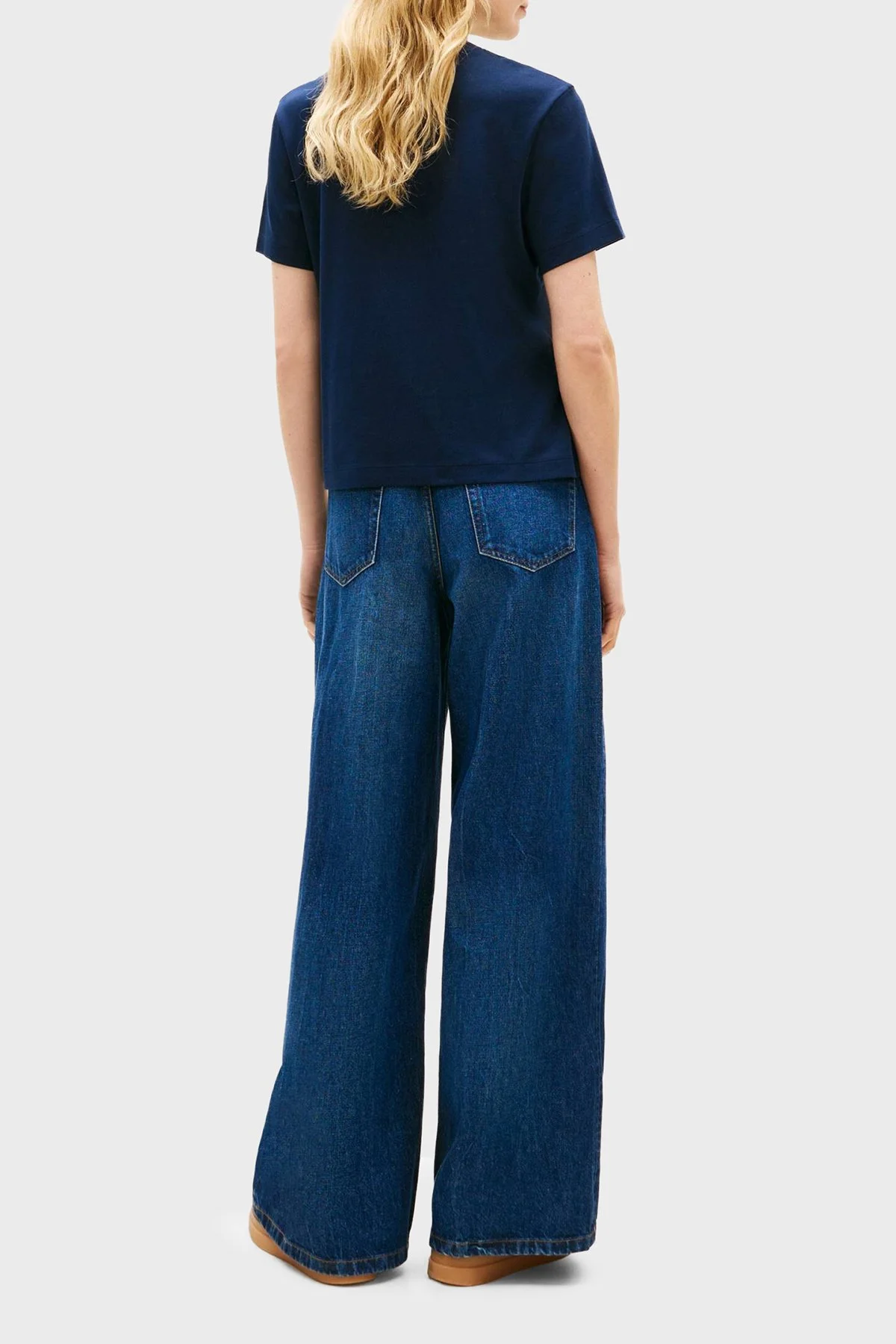 Tommy Hilfiger Pamuklu Regular Fit Bisiklet Yaka Logolu Bayan T Shirt WW0WW48707 C1G LACİVERT - 3