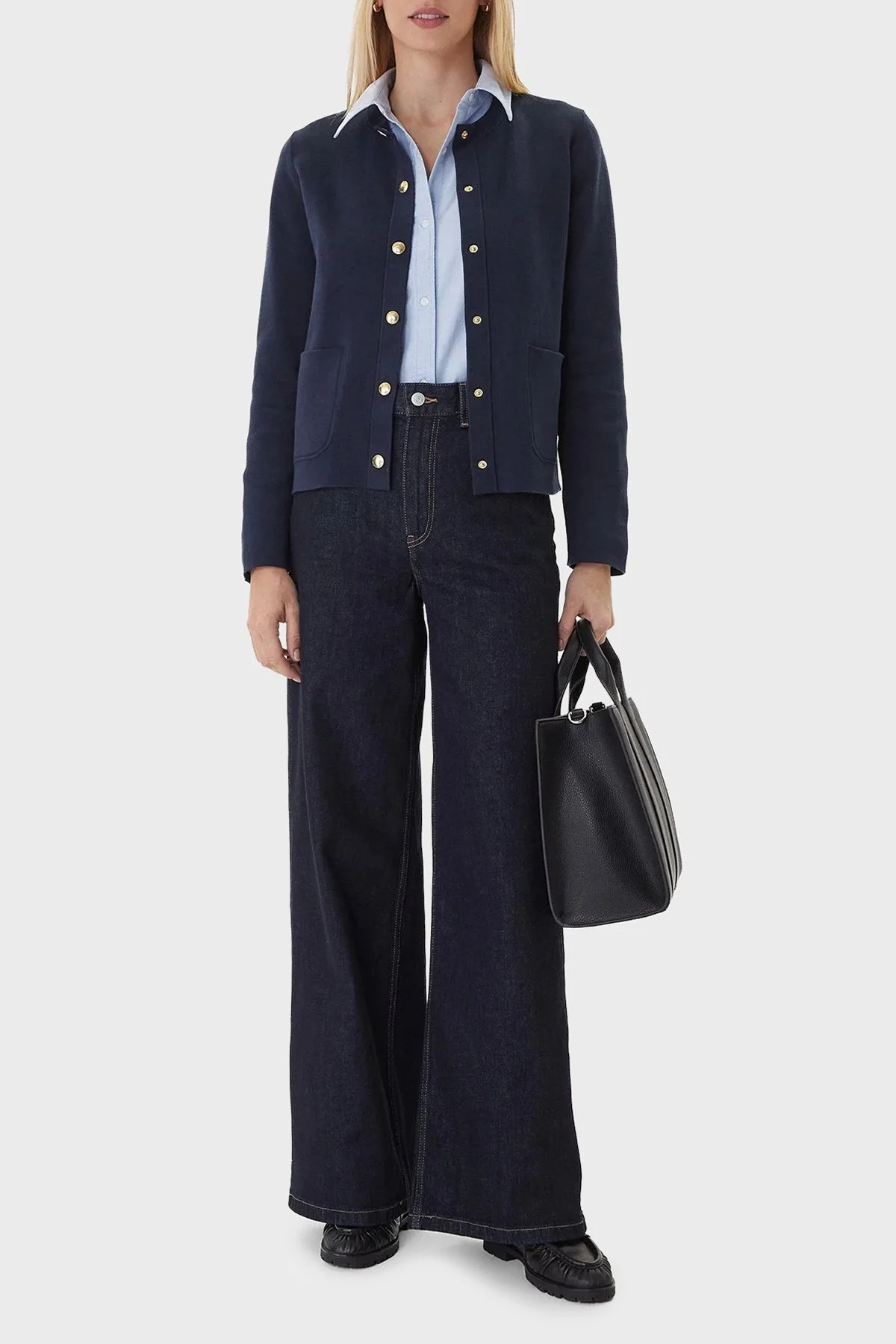 Tommy Hilfiger Pamuklu Regular Fit Çift Taraflı Düğmeli Bayan Kazak WW0WW40846 0X4 LACİVERT-BEYAZ - 2