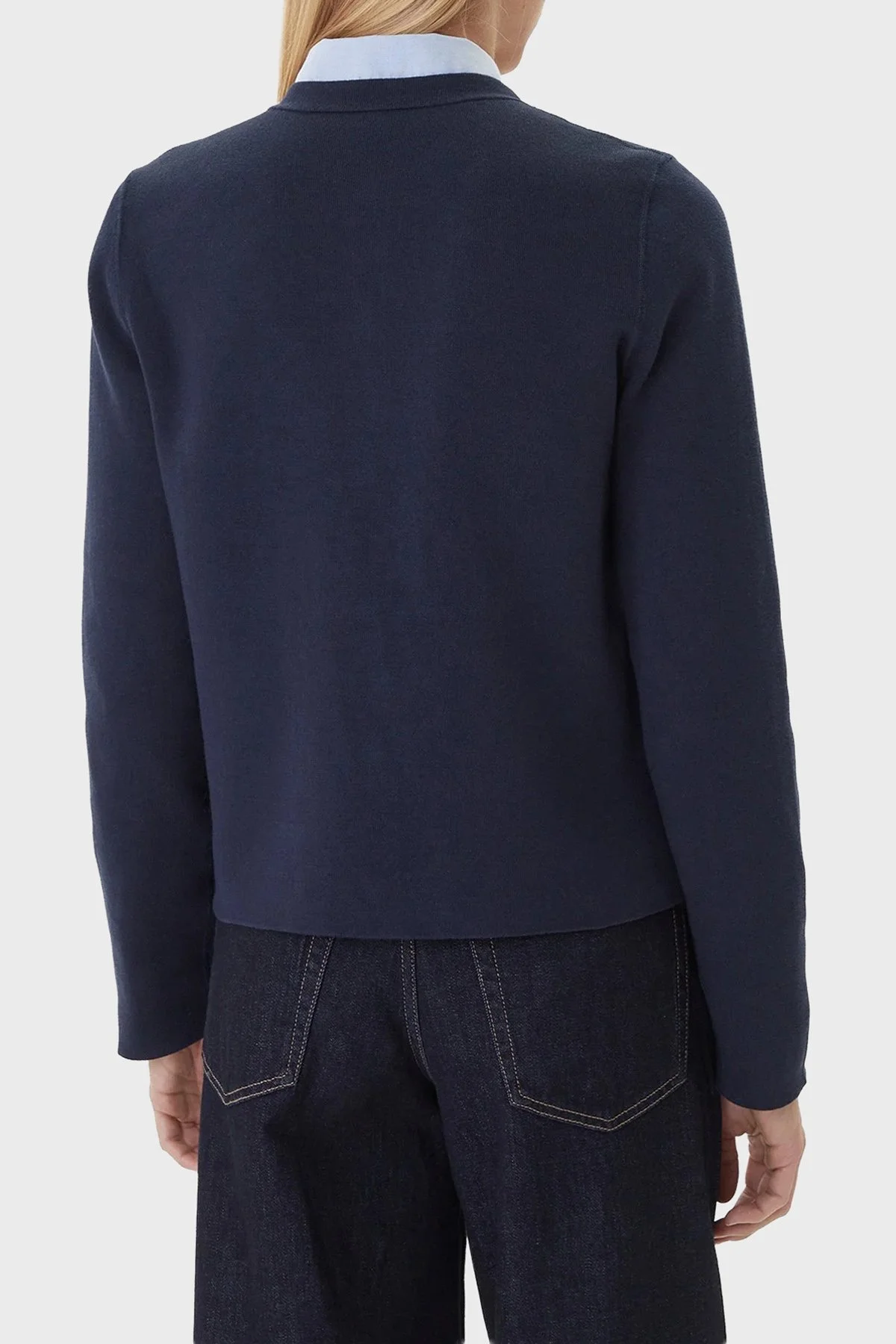 Tommy Hilfiger Pamuklu Regular Fit Çift Taraflı Düğmeli Bayan Kazak WW0WW40846 0X4 LACİVERT-BEYAZ - 3