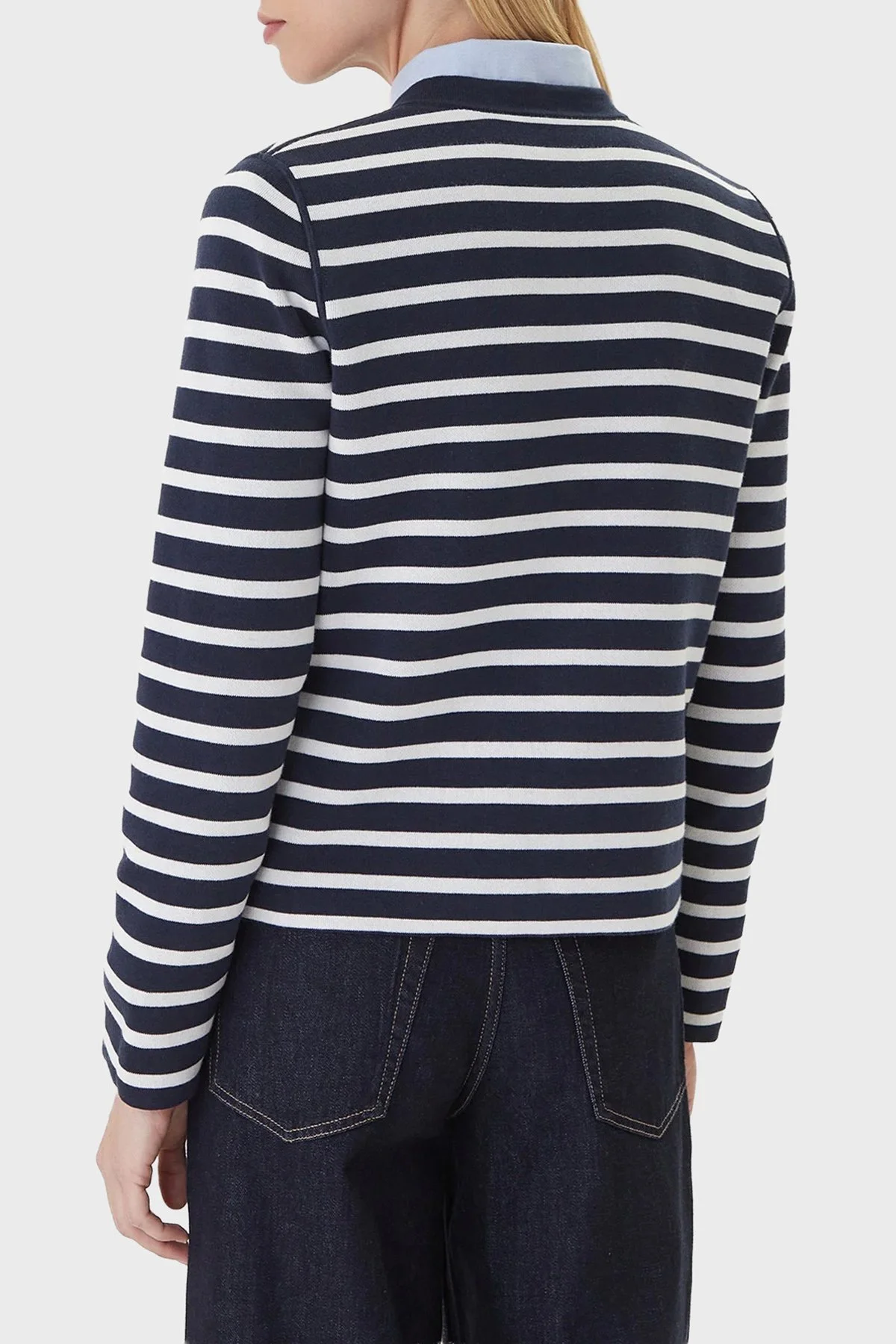 Tommy Hilfiger Pamuklu Regular Fit Çift Taraflı Düğmeli Bayan Kazak WW0WW40846 0X4 LACİVERT-BEYAZ - 5