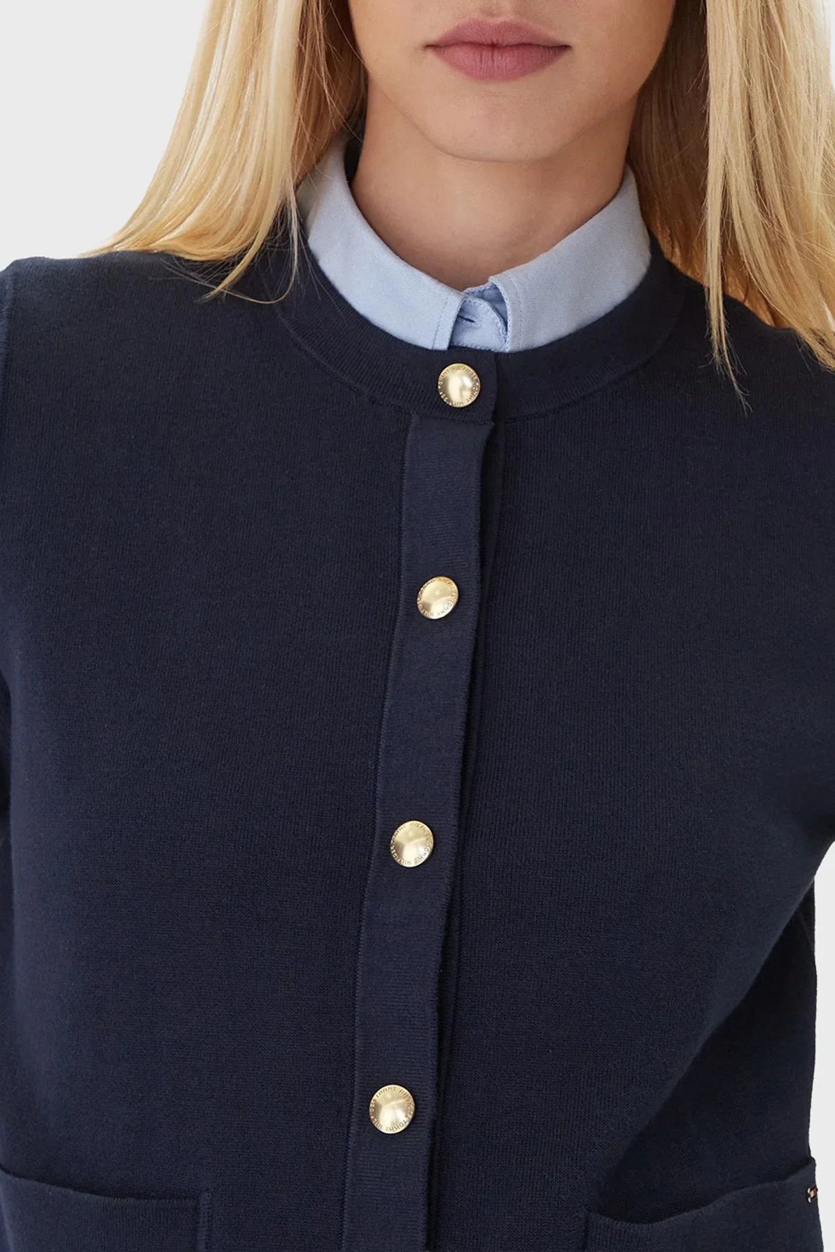 Tommy Hilfiger Pamuklu Regular Fit Çift Taraflı Düğmeli Bayan Kazak WW0WW40846 0X4 LACİVERT-BEYAZ - 6