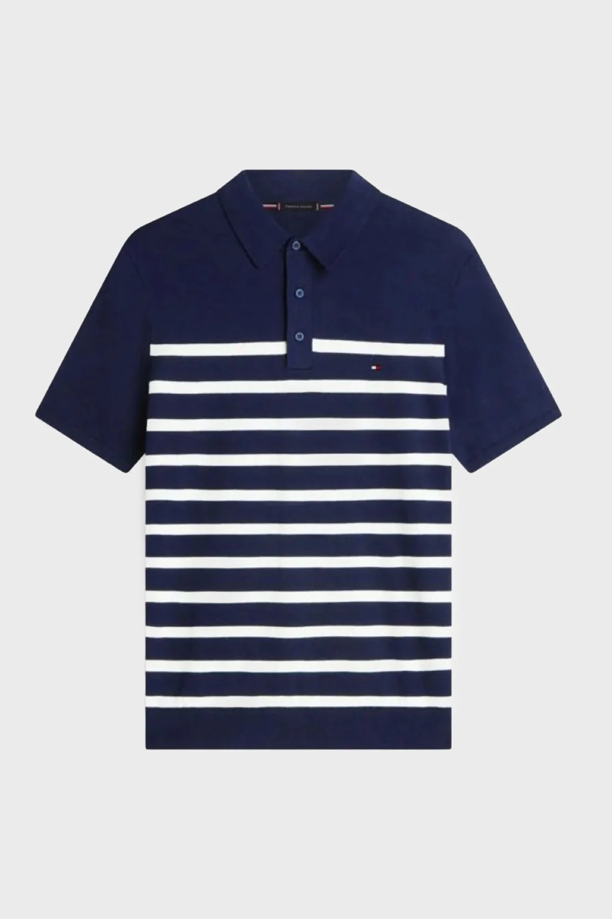 Tommy Hilfiger Pamuklu Regular Fit Çizgili Erkek Polo Yaka T Shirt MW0MW37396 0A4 LACİVERT-BEYAZ - 5