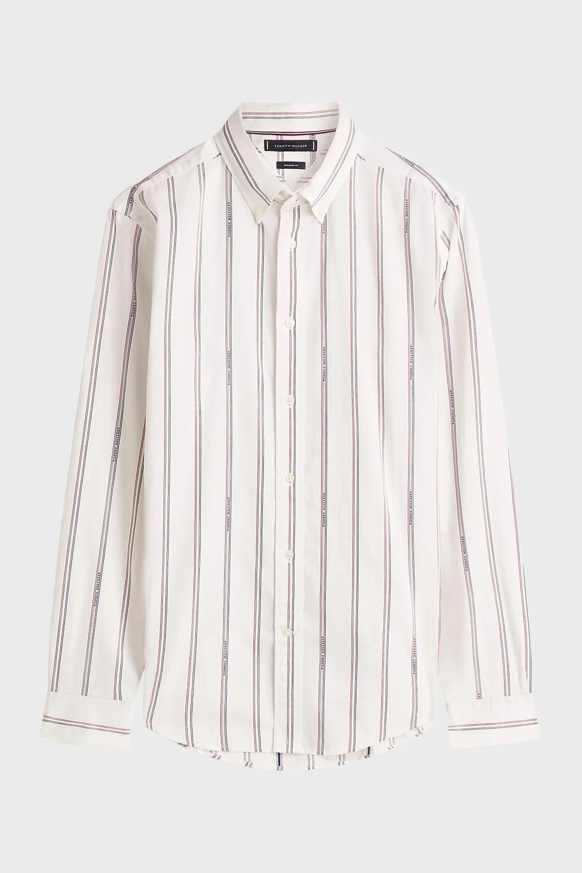 Tommy Hilfiger Pamuklu Regular Fit Çizgili Logo Detaylı Uzun Kollu Erkek Gömlek MW0MW41693 0K4 BEYAZ - 4