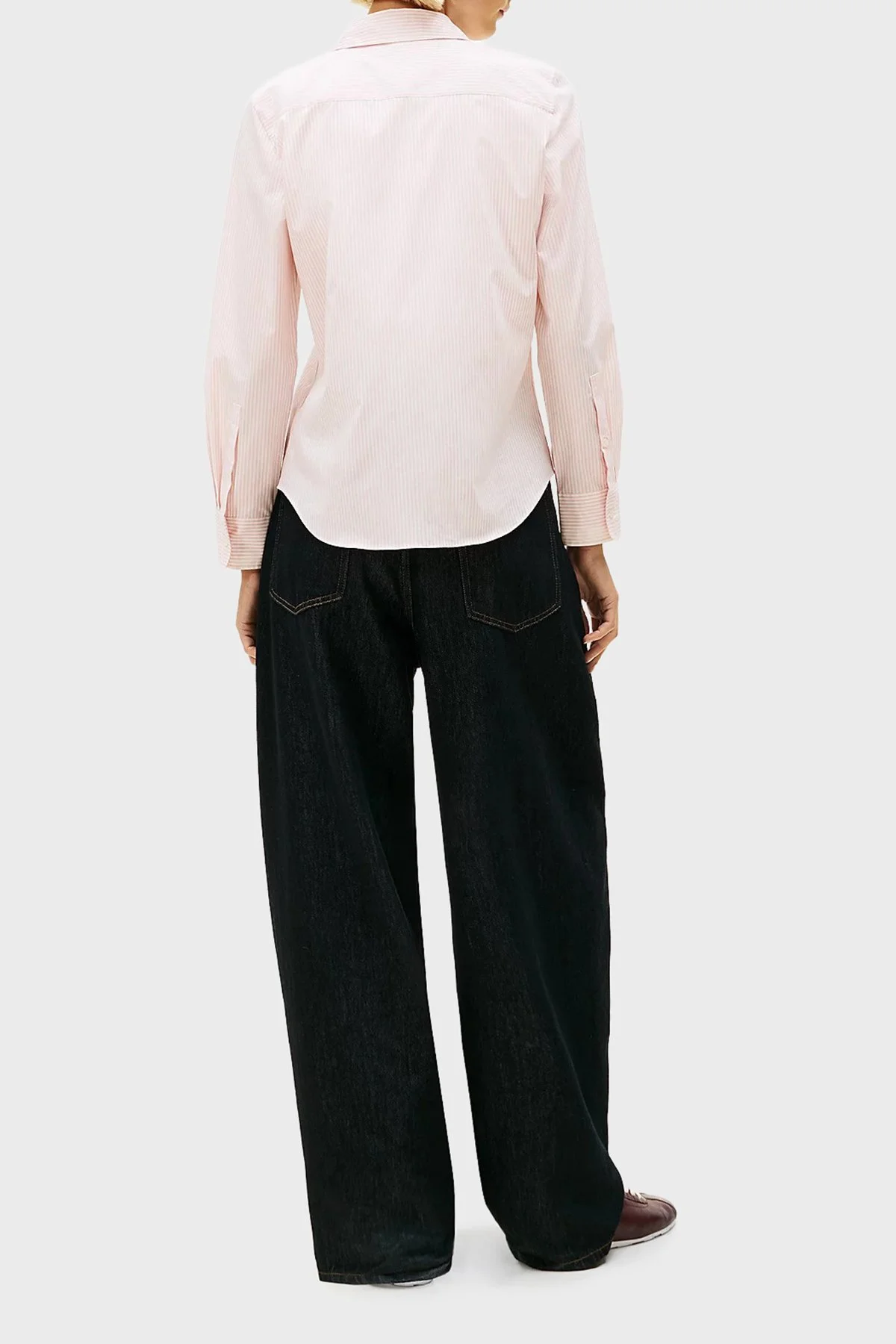 Tommy Hilfiger Pamuklu Regular Fit Çizgili Uzun Kollu Bayan Gömlek WW0WW47169 0D5 PEMBE - 3