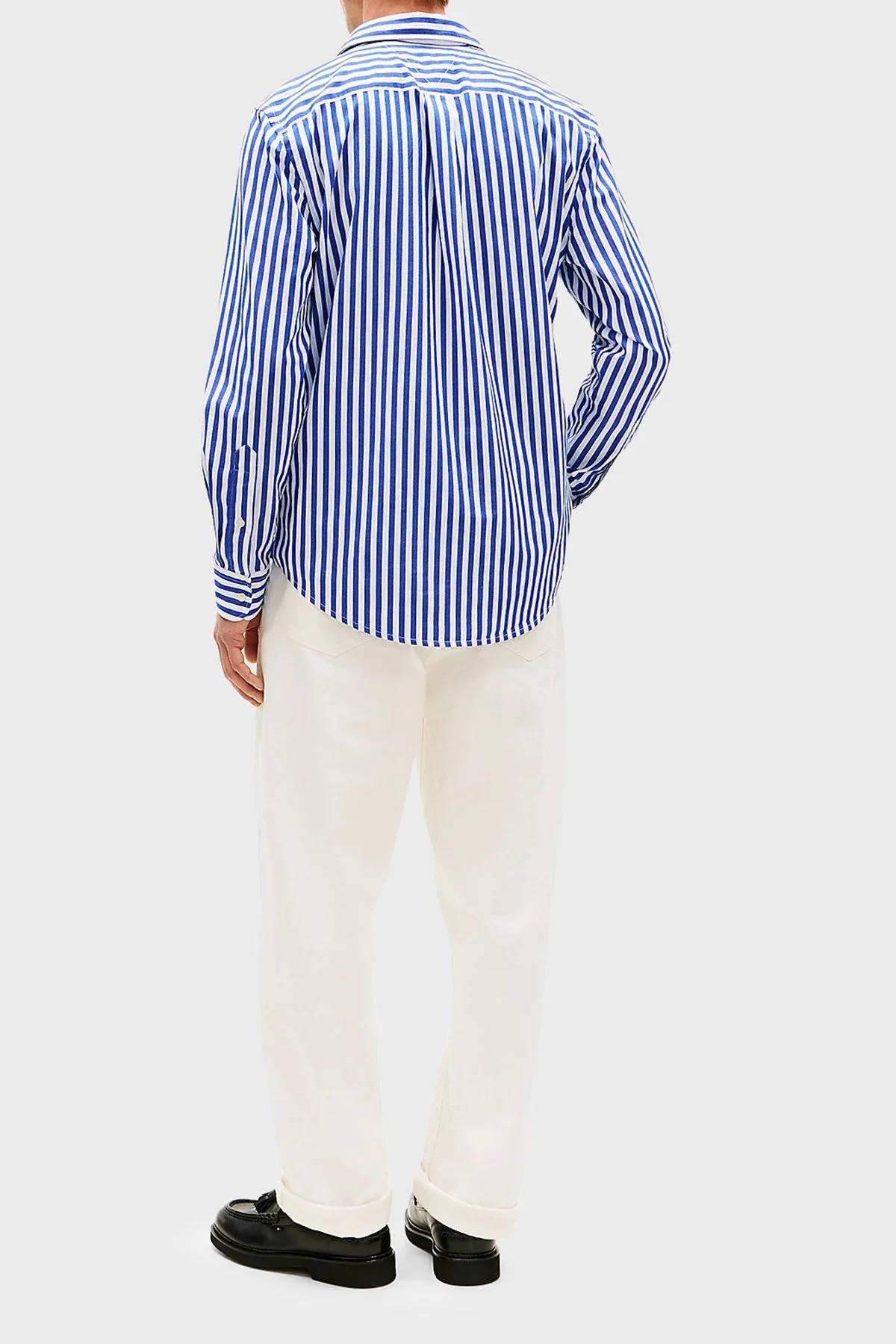 Tommy Hilfiger Pamuklu Regular Fit Çizgili Uzun Kollu Erkek Gömlek MW0MW42440 0A6 LACİVERT - 4