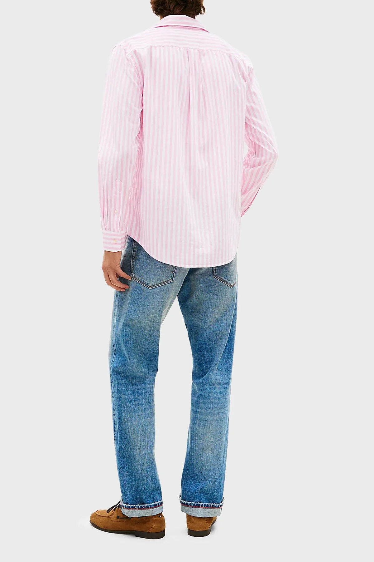 Tommy Hilfiger Pamuklu Regular Fit Çizgili Uzun Kollu Erkek Gömlek MW0MW42440 0D1 PEMBE-BEYAZ - 4