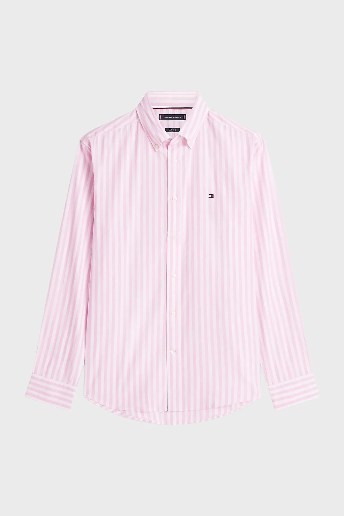 Tommy Hilfiger Pamuklu Regular Fit Çizgili Uzun Kollu Erkek Gömlek MW0MW42440 0D1 PEMBE-BEYAZ - 5