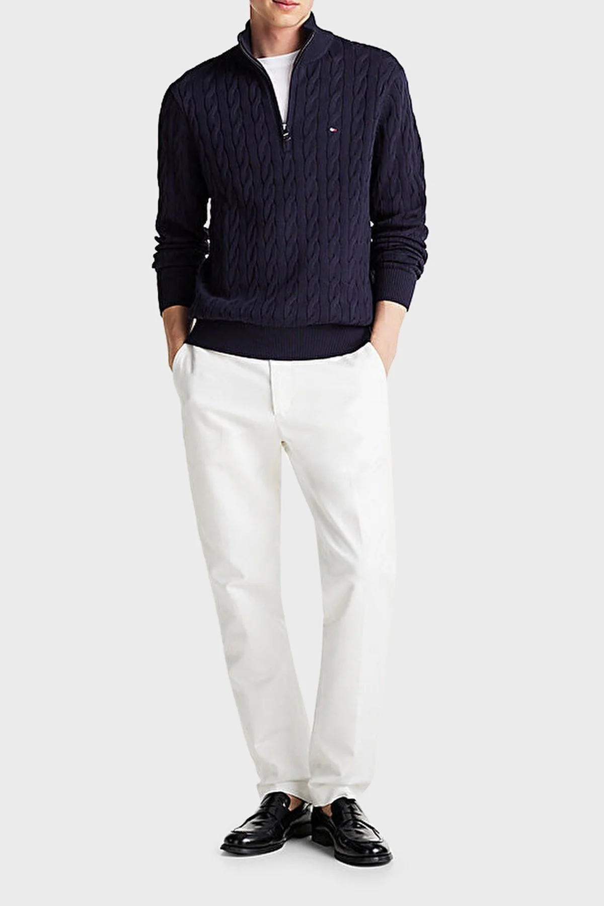 Tommy Hilfiger Pamuklu Regular Fit Dik Yaka Erkek Kazak MW0MW36532 DW5 LACİVERT - 2