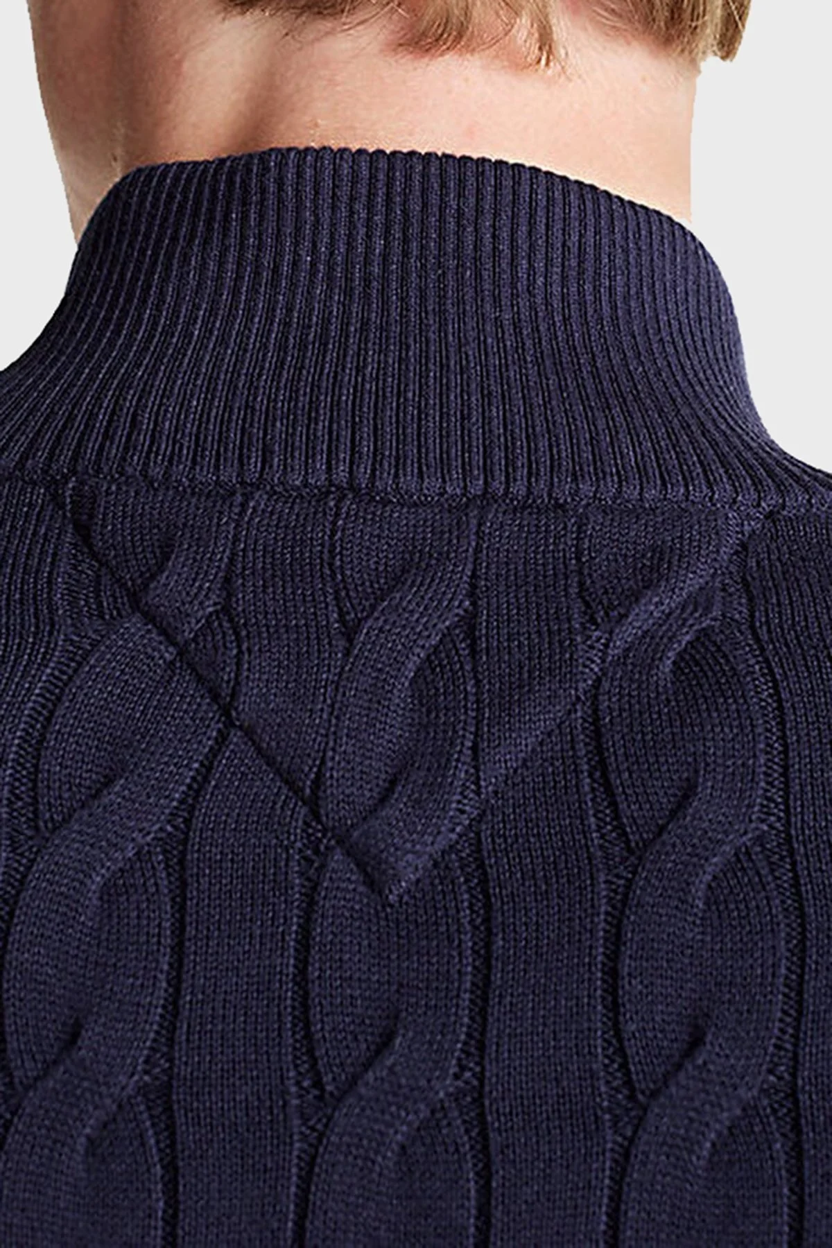 Tommy Hilfiger Pamuklu Regular Fit Dik Yaka Erkek Kazak MW0MW36532 DW5 LACİVERT - 4