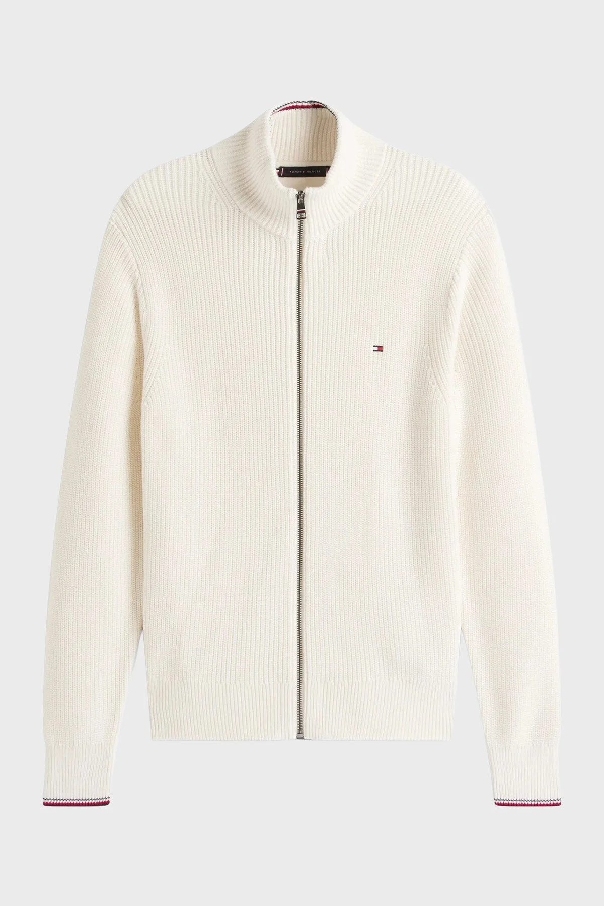 Tommy Hilfiger Pamuklu Regular Fit Dik Yaka Fermuarlı Erkek Kazak MW0MW41517 Z00 AÇIK BEJ - 3