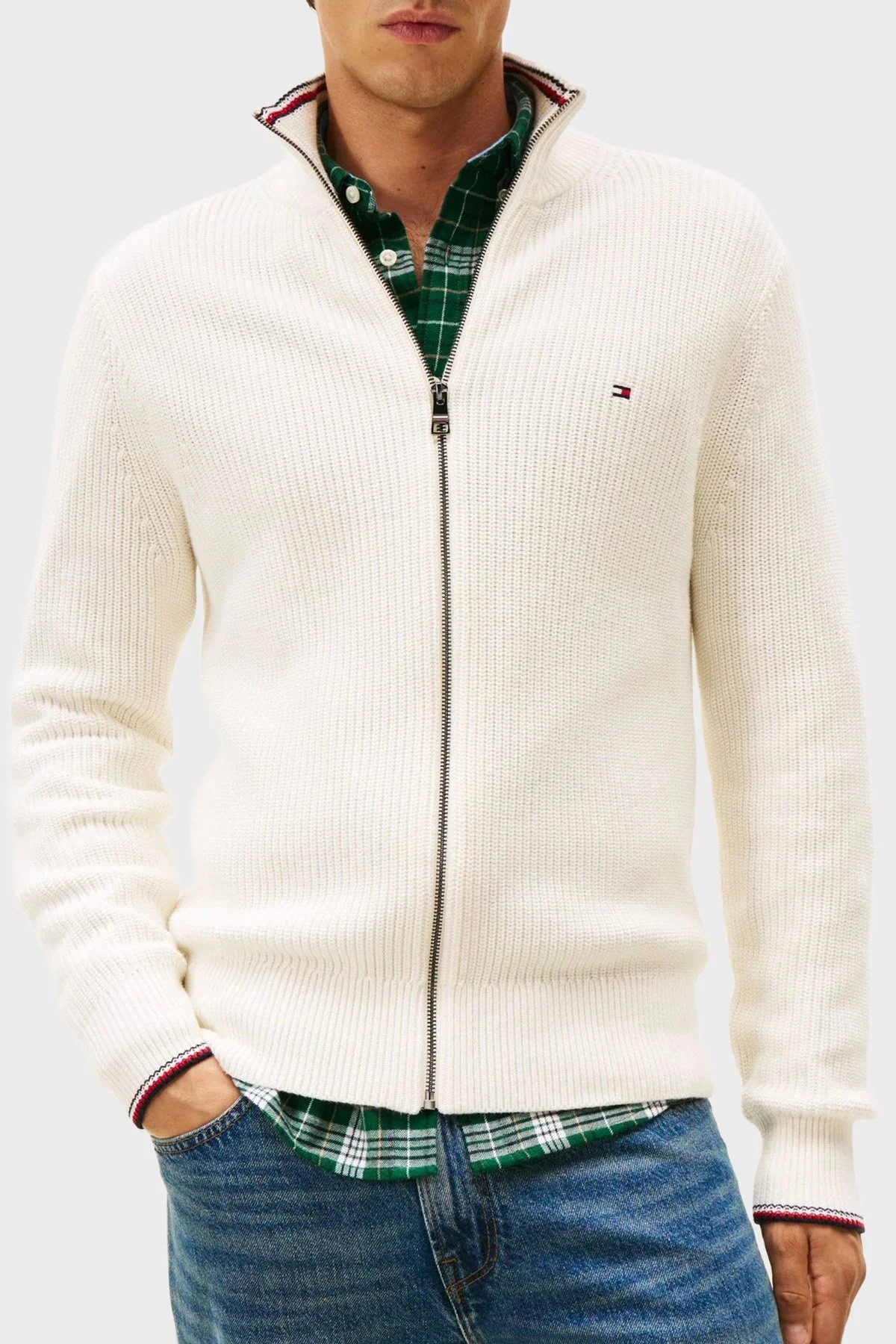 Tommy Hilfiger Pamuklu Regular Fit Dik Yaka Fermuarlı Erkek Hırka MW0MW41517 Z00 AÇIK BEJ - 5