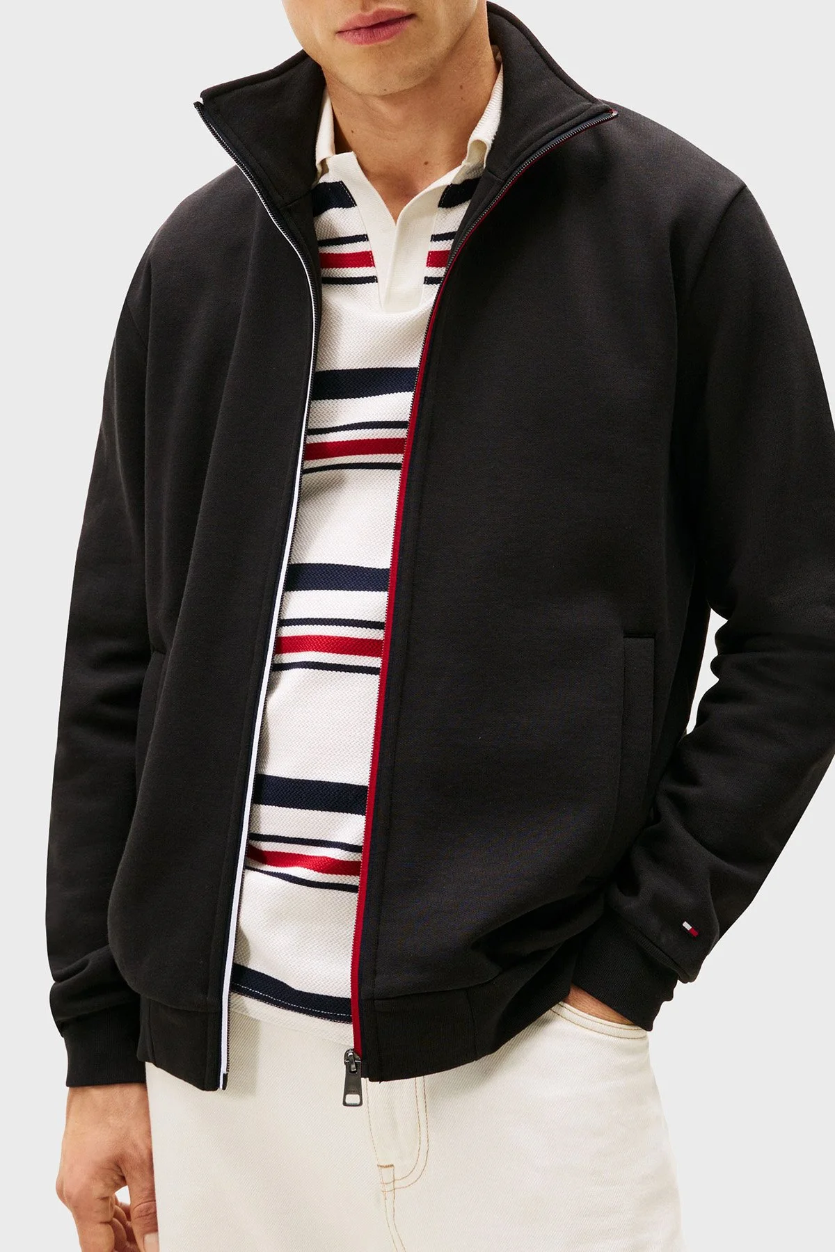 Tommy Hilfiger Pamuklu Regular Fit Dik Yaka Fermuarlı Erkek Sweat MW0MW40481 BDS SİYAH - 1