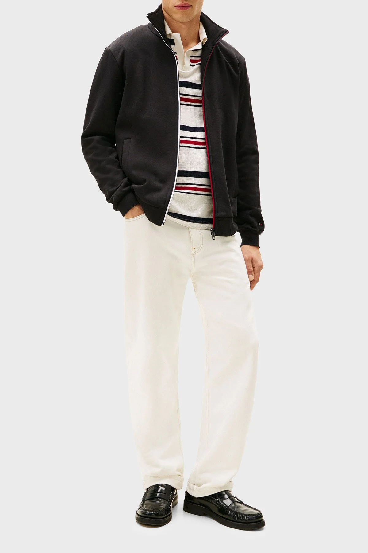 Tommy Hilfiger Pamuklu Regular Fit Dik Yaka Fermuarlı Erkek Sweat MW0MW40481 BDS SİYAH - 2