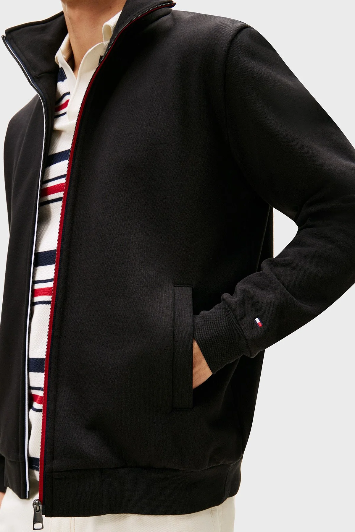 Tommy Hilfiger Pamuklu Regular Fit Dik Yaka Fermuarlı Erkek Sweat MW0MW40481 BDS SİYAH - 3