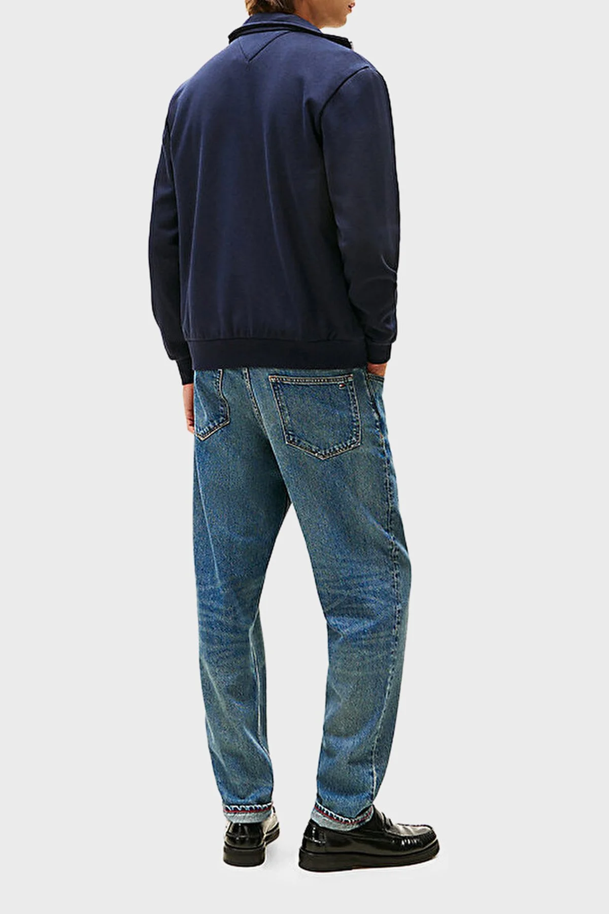 Tommy Hilfiger Pamuklu Regular Fit Dik Yaka Fermuarlı Erkek Sweat MW0MW40481 DW5 LACİVERT - 4