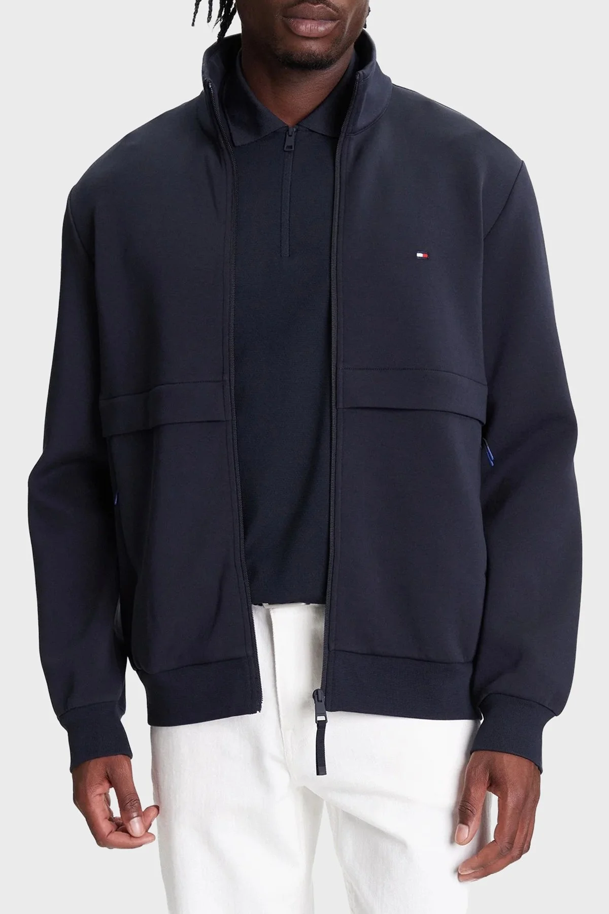 Tommy Hilfiger Pamuklu Regular Fit Dik Yaka Fermuarlı Erkek Sweat MW0MW41227 DW5 LACİVERT - 1