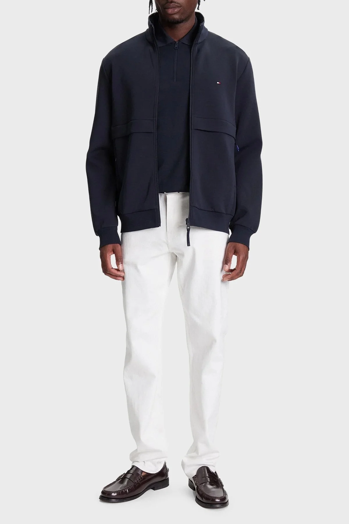 Tommy Hilfiger Pamuklu Regular Fit Dik Yaka Fermuarlı Erkek Sweat MW0MW41227 DW5 LACİVERT - 2