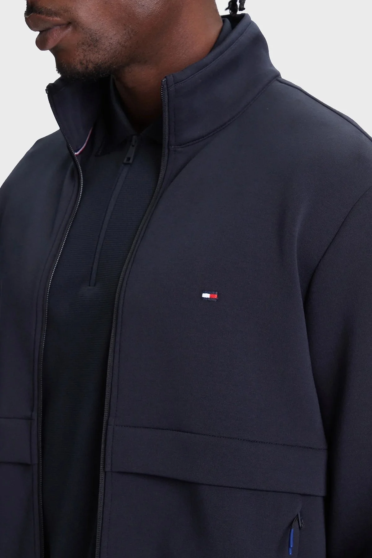 Tommy Hilfiger Pamuklu Regular Fit Dik Yaka Fermuarlı Erkek Sweat MW0MW41227 DW5 LACİVERT - 4