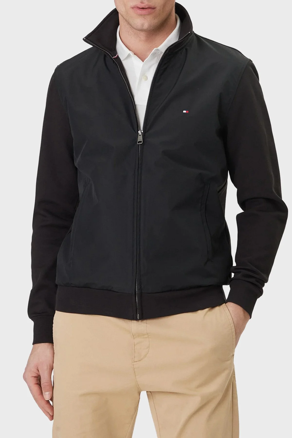 Tommy Hilfiger Pamuklu Regular Fit Dik Yaka Fermuarlı Erkek Sweat MW0MW41758 BDS SİYAH - 1