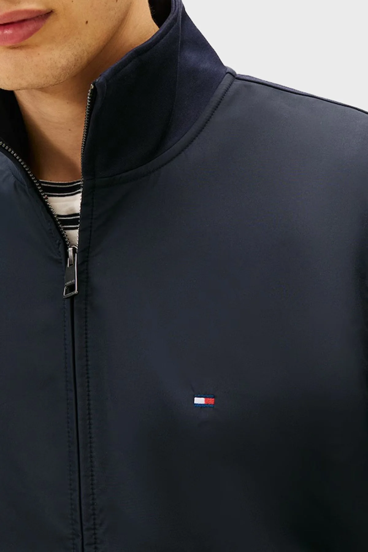 Tommy Hilfiger Pamuklu Regular Fit Dik Yaka Fermuarlı Erkek Sweat MW0MW41758 DW5 LACİVERT - 4