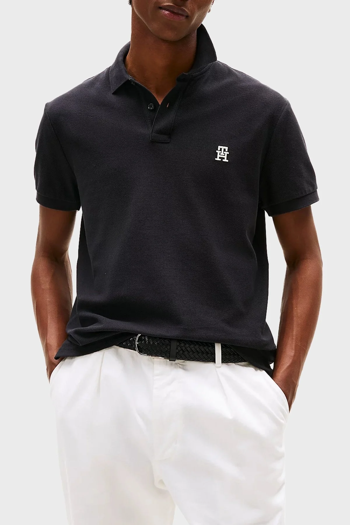 Tommy Hilfiger Pamuklu Regular Fit Düğmeli Erkek Polo Yaka T Shirt MW0MW33167 BDS SİYAH - 6
