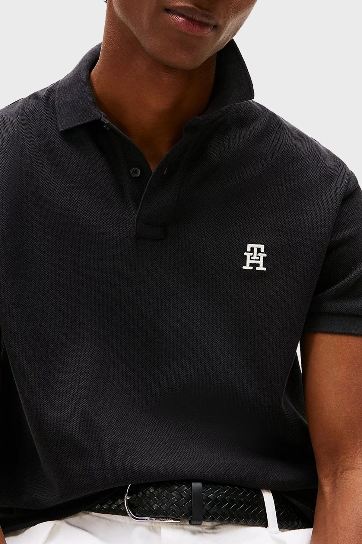 Tommy Hilfiger Pamuklu Regular Fit Düğmeli Erkek Polo Yaka T Shirt MW0MW33167 BDS SİYAH - 9