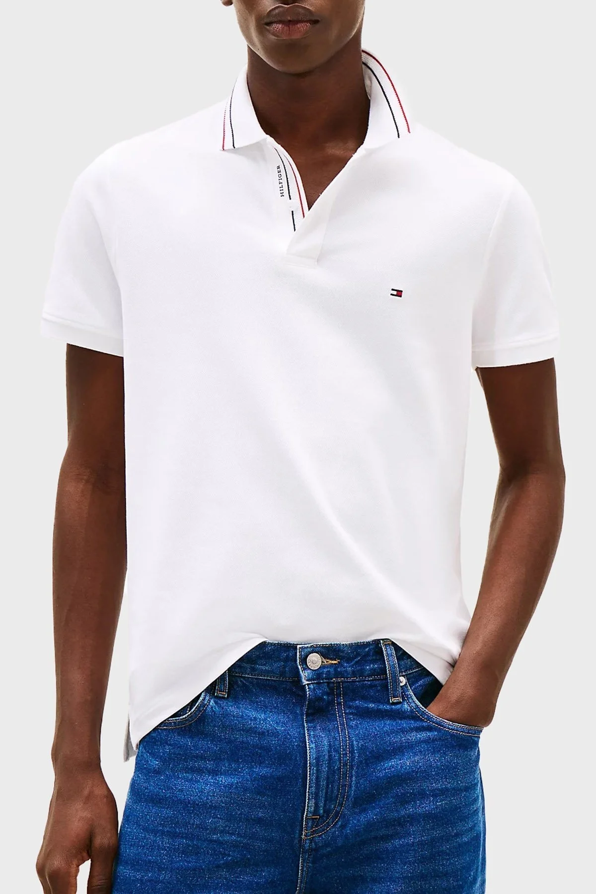 Tommy Hilfiger Pamuklu Regular Fit Düğmeli Erkek Polo Yaka T Shirt MW0MW38459 YBR BEYAZ - 6