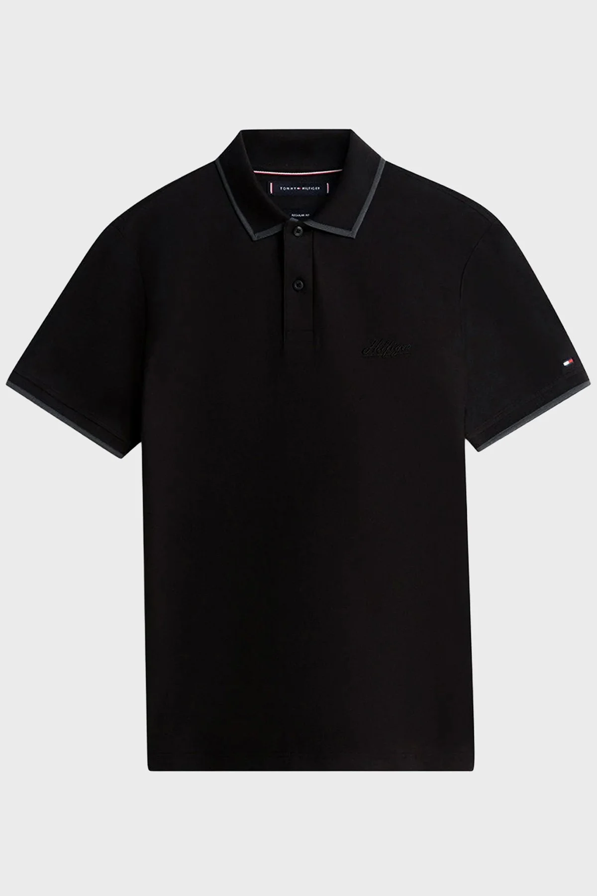 Tommy Hilfiger Pamuklu Regular Fit Düğmeli Erkek Polo Yaka T Shirt MW0MW41607 BDS SİYAH - 5