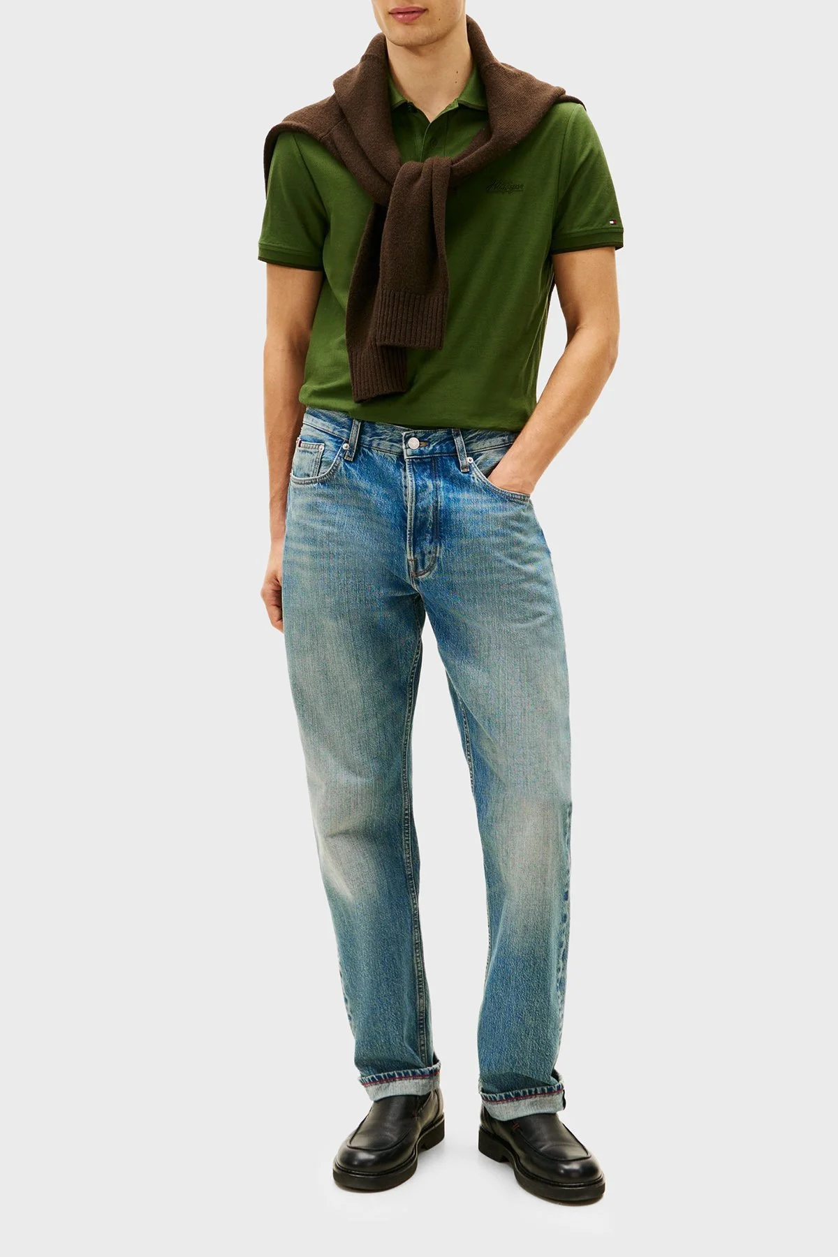 Tommy Hilfiger Pamuklu Regular Fit Düğmeli Erkek Polo Yaka T Shirt MW0MW41607 L01 YEŞİL - 1