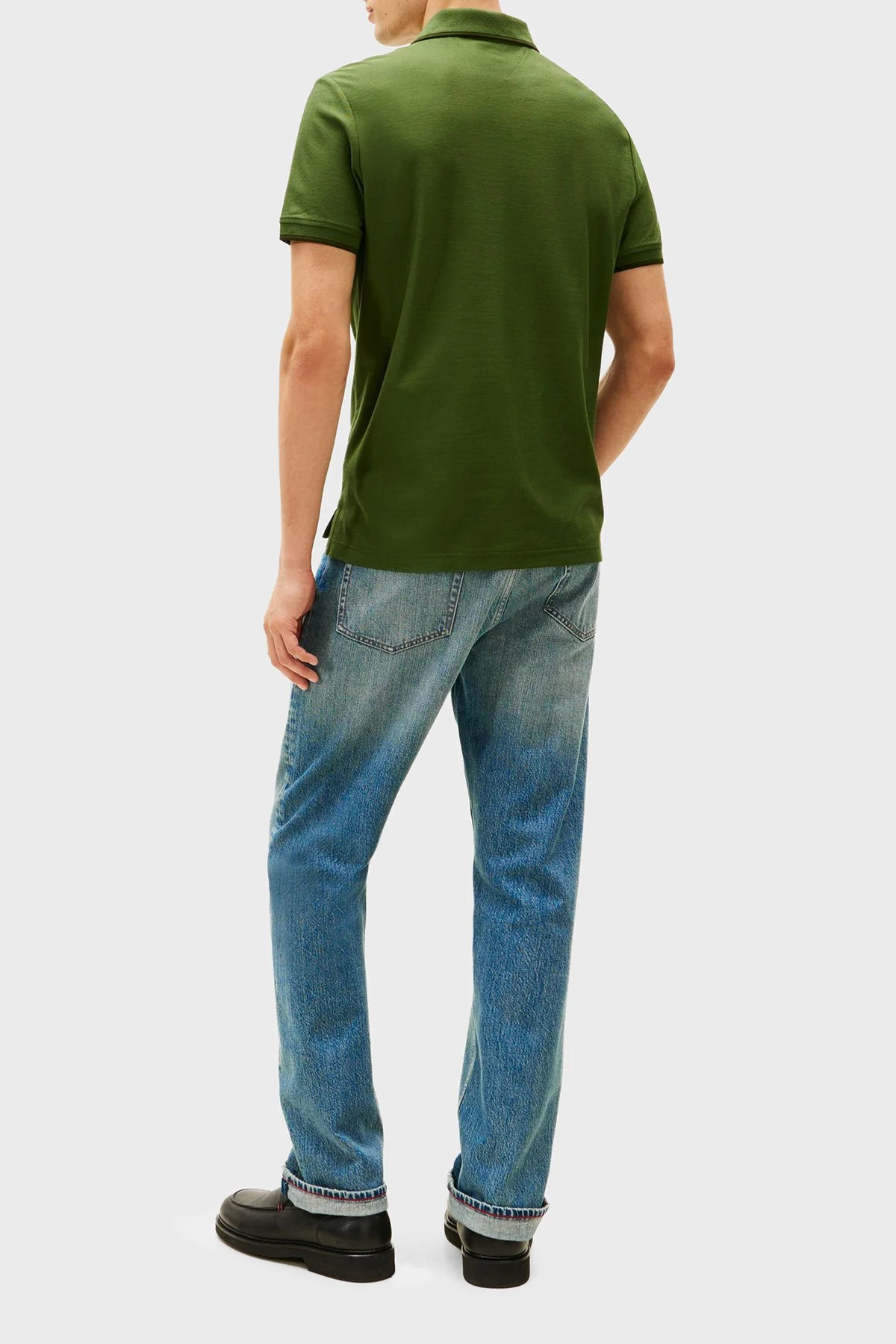 Tommy Hilfiger Pamuklu Regular Fit Düğmeli Erkek Polo Yaka T Shirt MW0MW41607 L01 YEŞİL - 2