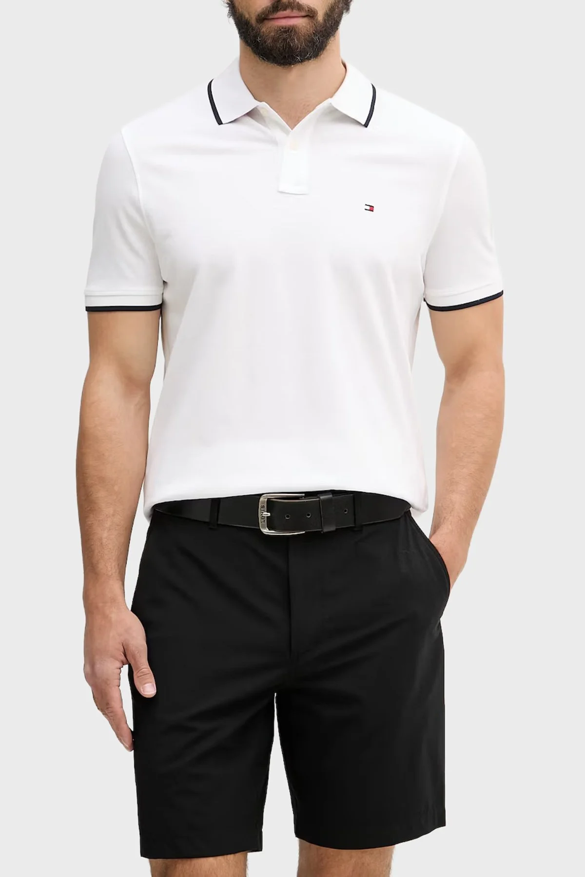 Tommy Hilfiger Pamuklu Regular Fit Düğmeli Erkek Polo Yaka T Shirt MW0MW42748 YBR BEYAZ - 1